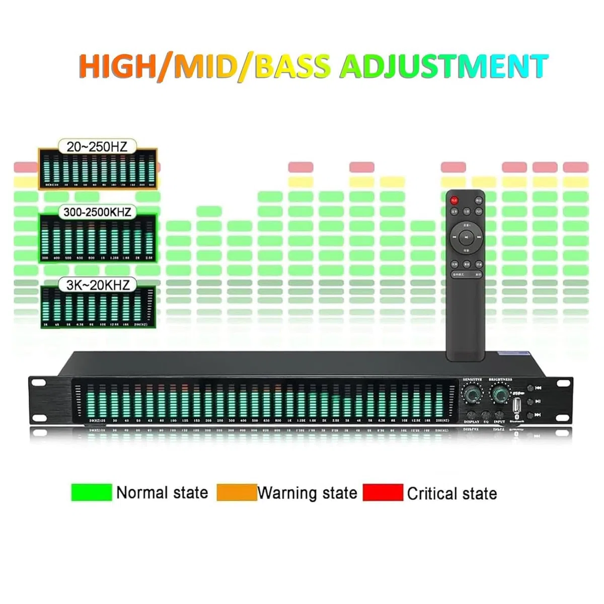 31-Pasmowy Equalizer Cyfrowy z 21 Efektami i Wyświetlaczem LED | Stereofoniczny Korektor Graficzny Audio, Regulacja Niskich Tonów Średnich, Automatyczna Redukcja Szumów, Dla Studia Nagrań