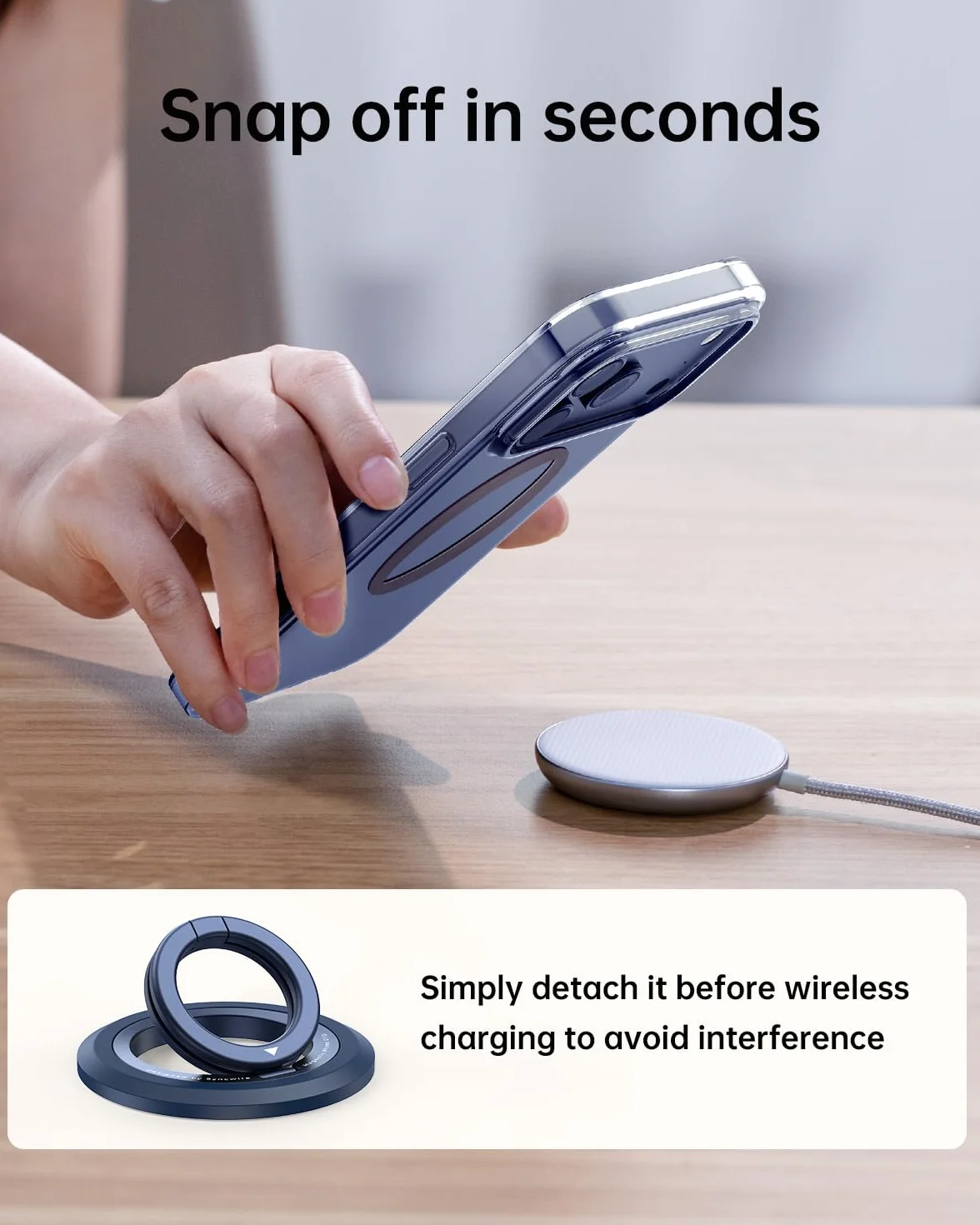 SYNCWIRE Magnetyczny uchwyt na telefon komórkowy do MagSafe obrót 360° kompatybilny z iPhone 16 15 14 13 12 Pro Max tytanowy niebieski