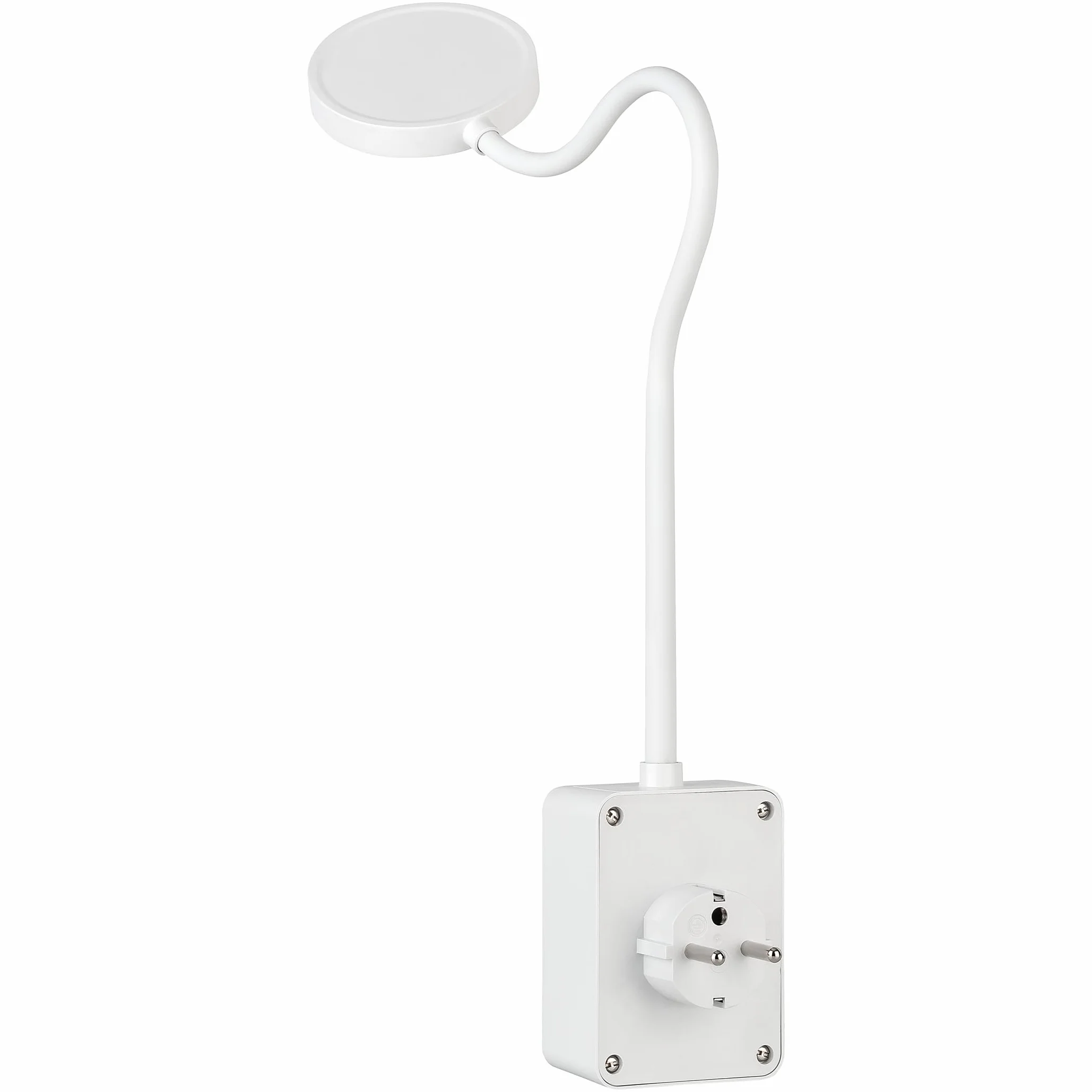 SEBSON Lampa LED z gniazdkiem elektrycznym, z możliwością ściemniania – lampka do czytania i gniazdko elektryczne z złączem USB-C – elastyczny szyjka łabędzia