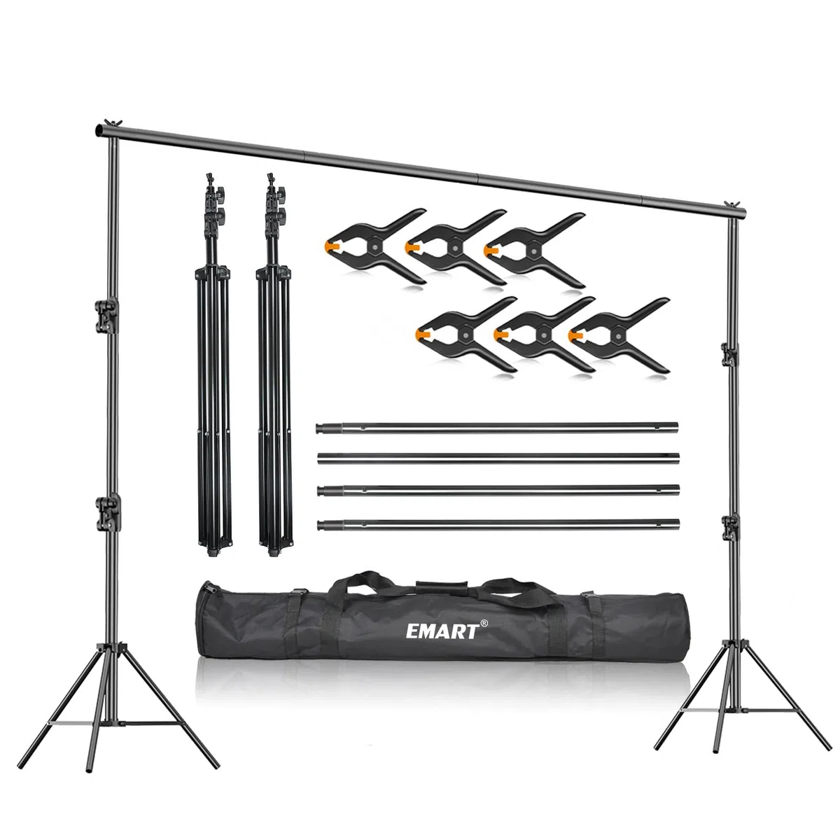 EMART Stojak na tło fotograficzne 2,8 x 3 m (9 x 10 stóp) wytrzymały stojak na tło fotograficzne, zestaw, regulowane wsparcie do studia wideo, fotografii, na imprezę, tylne słupki