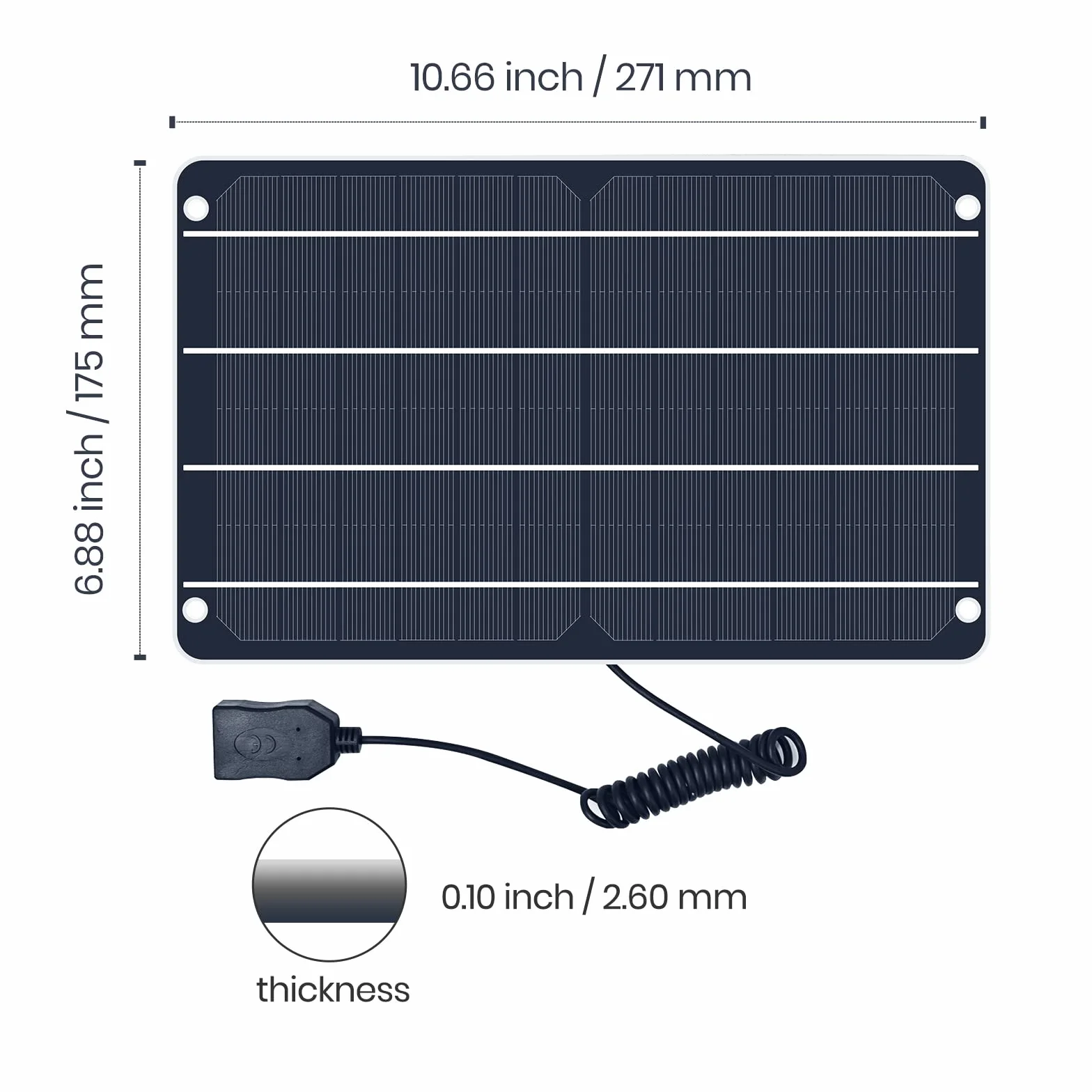 FlexSolar Panel słoneczny USB, przenośna ładowarka solarna 6 W, 5 V, monokrystaliczna wodoodporna, do telefonu komórkowego, powerbanku, wentylatorów, kamer bezpieczeństwa, wędkowania, biwakowania
