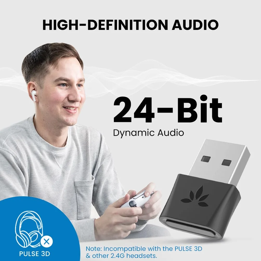 Avantree DG80-Gaming adapter USB Bluetooth 5.3 do PS5 i konsoli do gier z niskim opóźnieniem i aptX-Adaptive, bezprzewodowy