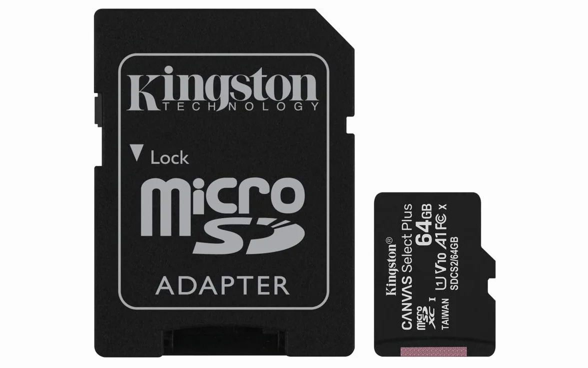 Kingston Canvas Select Plus SDCS2/64GB-3P1A Karta Pamięci Microsd, Czarny, 64 GB