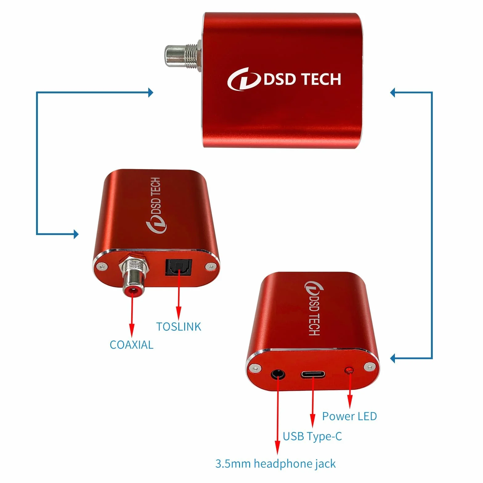 DSD TECH SH-AU02A Koncentryczny adapter audio SPDIF USB na TOSLINK 96K 24Bit