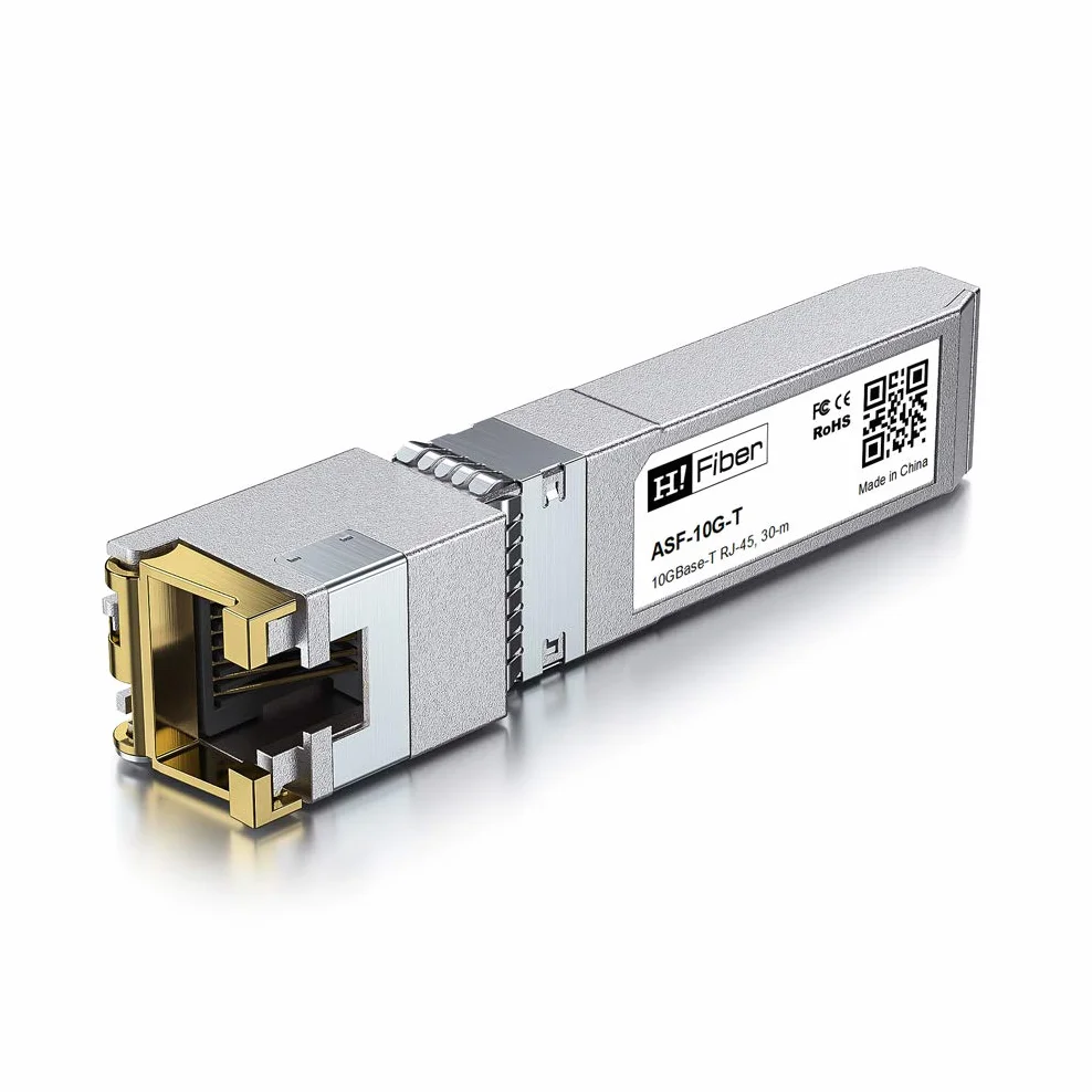 HiFiber 10Gb SFP+ RJ45 Transceiver, 10Gbase-T SFP+ Ethernet Miedź Modul obsługuje 10G/5G/2,5G, CAT.6a/7, 30 m, dla Cisco SFP-10G-T-S, Ubiquiti UF-RJ45-10G, UniFi, TP-Link, Fortinet, Netgear, D-Link