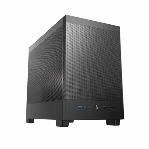 Obudowa komputerowa ze szkła hartowanego z pionowym uchwytem GPU, idealna do konstrukcji M-ATX/ITX, poprawia chłodzenie dzięki konstrukcji panelu przedniego z siatką
