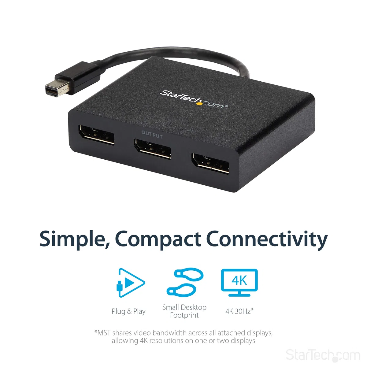 StarTech.com Mini DisplayPort 1.2 na DisplayPort MST Hub - Triple Head mDP/DP Multi Stream Transport - DisplayPort rozdzielacz (MSTMDP123DP)
