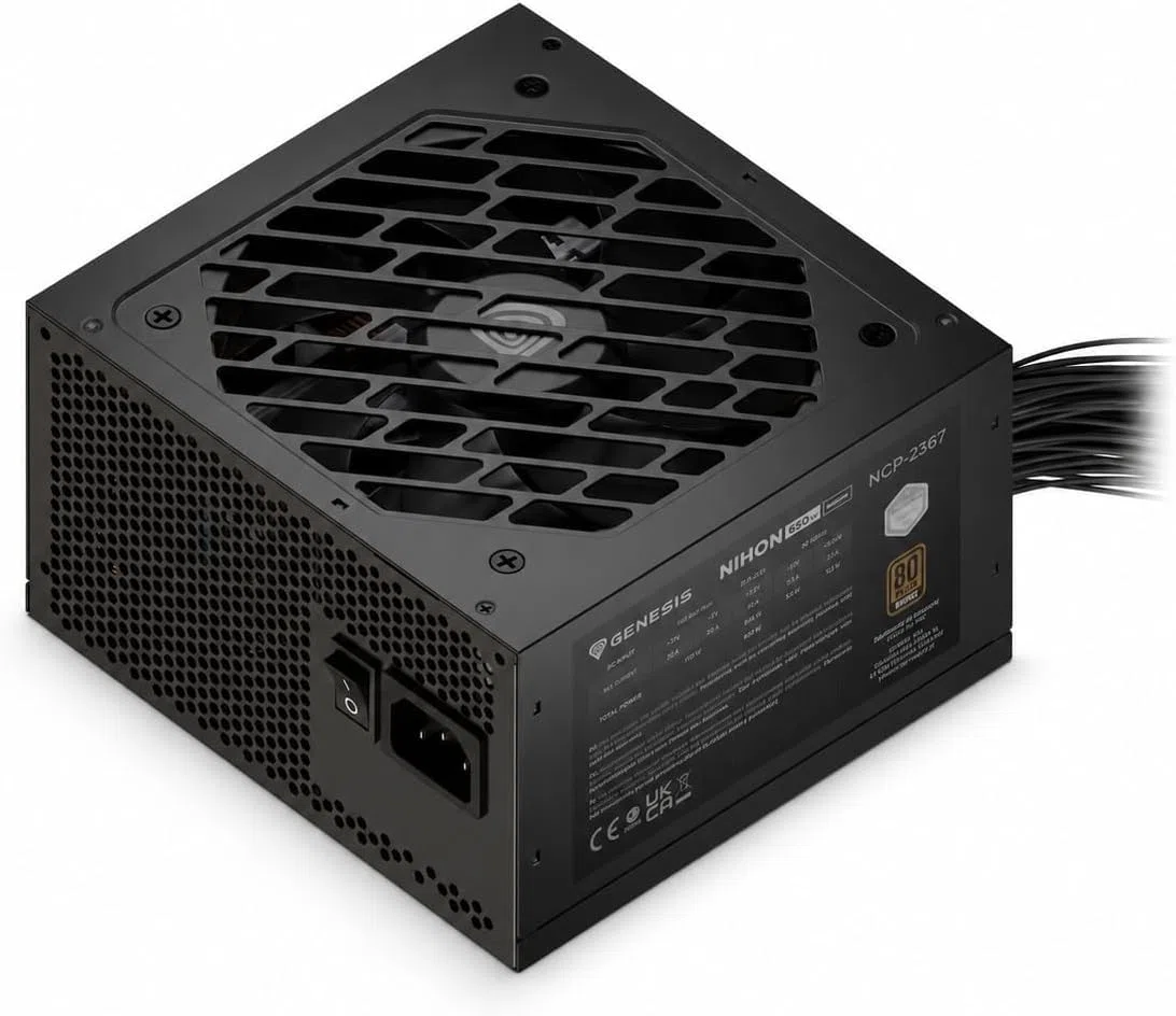 Nihon 650NM PC 650W czarny Zasilacz Genesis ATX 3.1 PSU do komputerów gamingowych, 80 Plus Bronze, Cybenetics Silver, 12 V-2x6, wentylator FDB 120 mm, aktywny PFC, 6x SATA, 3x PCI-E, niemodułowy