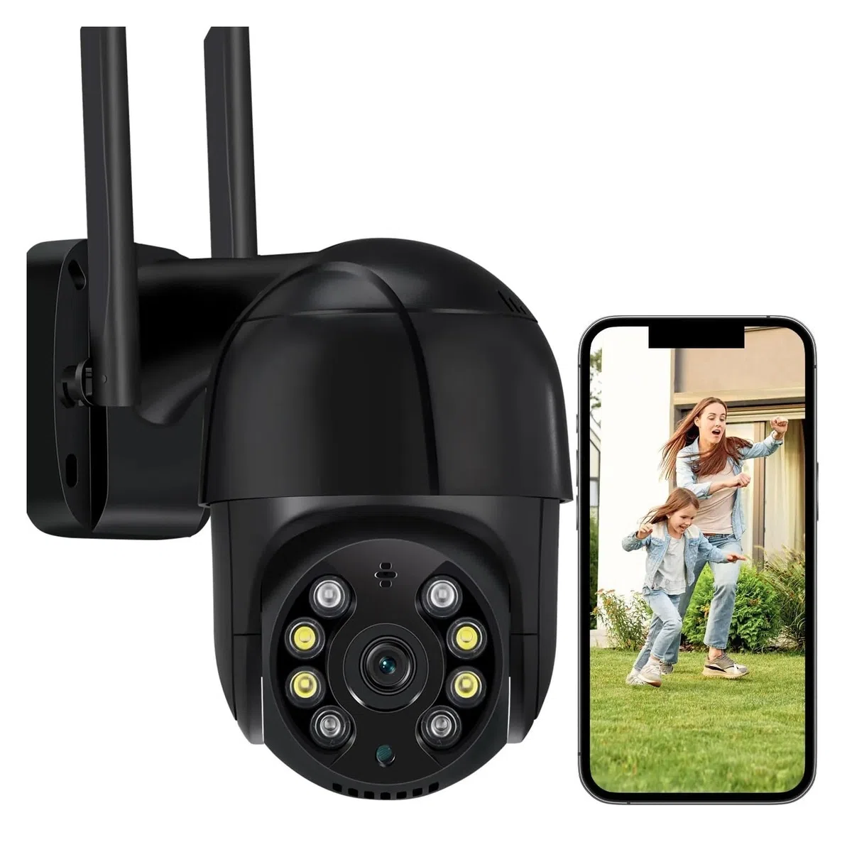 Kamera bezpieczeństwa, Kamera IP 3MP zewnętrzna bezprzewodowa WIFI Speed ​​Dome z automatycznym śledzeniem PTZ, inteligentny monitor domowy(Add 128G Card)