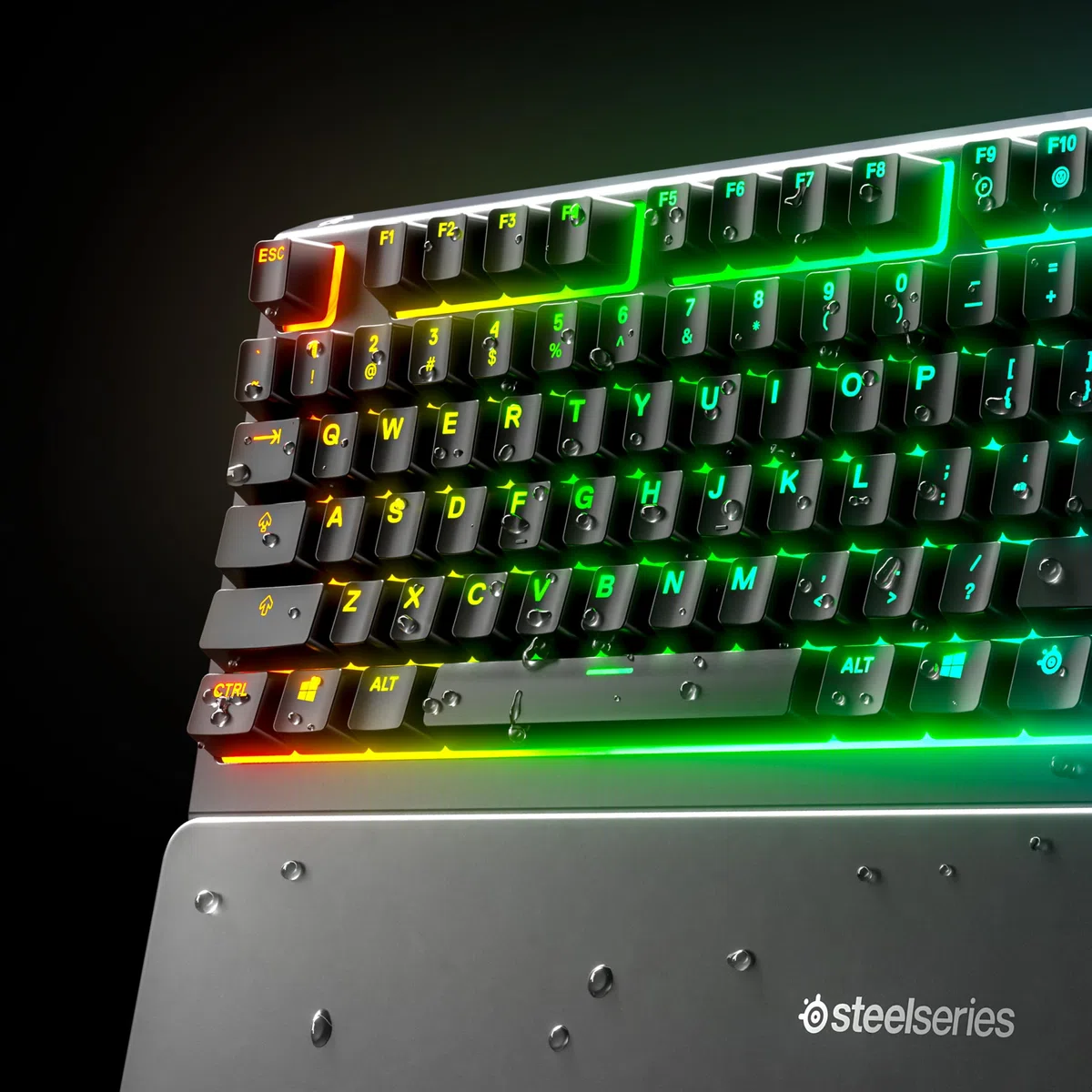 SteelSeries Apex 3 Gamingowa klawiatura RGB - 10 stref podświetlenia RGB - Ochrona przed wodą IP32 - Magnetyczna podkładka pod nadgarstki - UK QWERTY układ