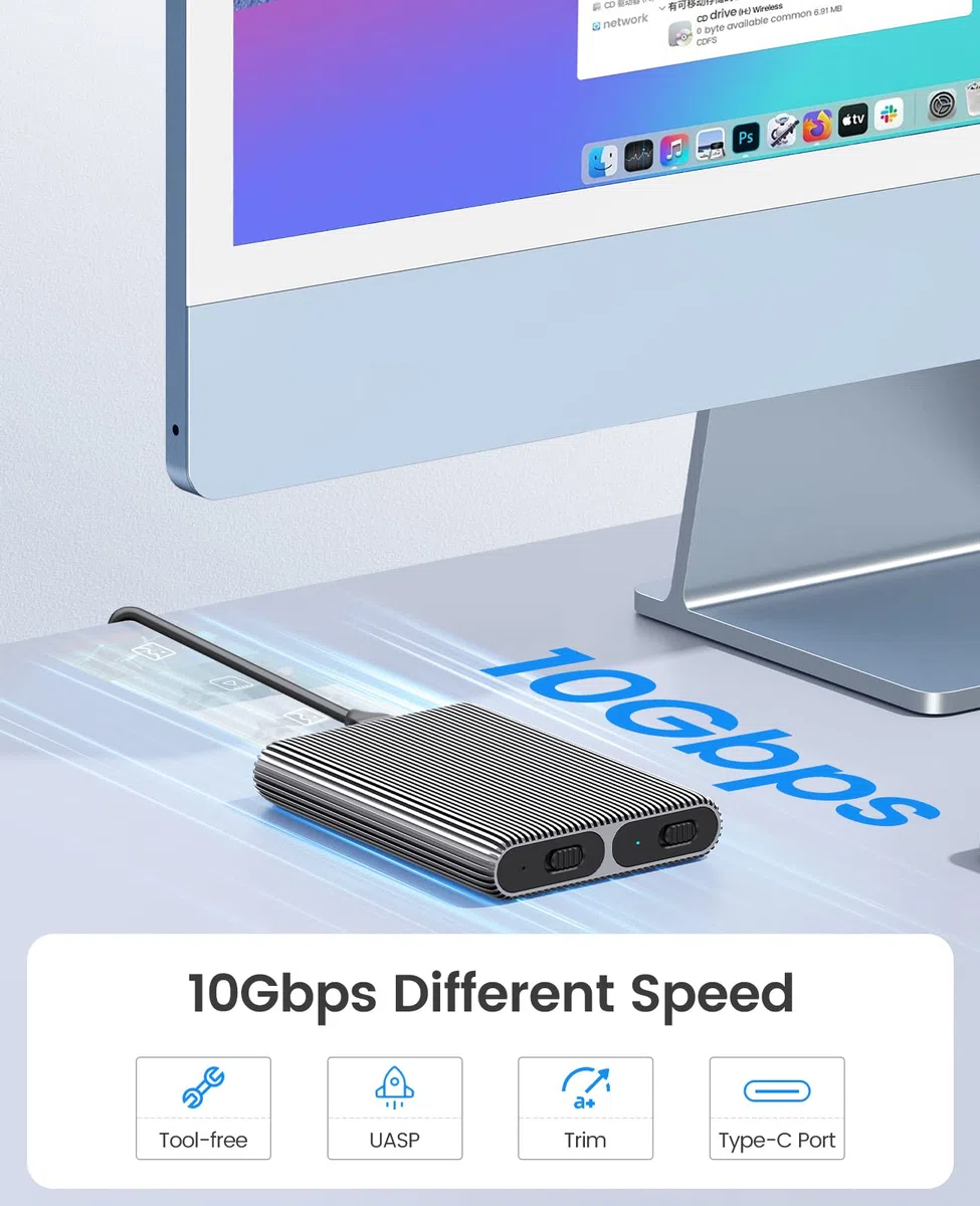 ORICO Dual-Bay NVME M2 SSD obudowa aluminiowa USB3.2 Gen2 10 Gbps M.2 Type-C stacja dokująca do PCIe M-Key, B&M Key 2230/2242/2260/2280