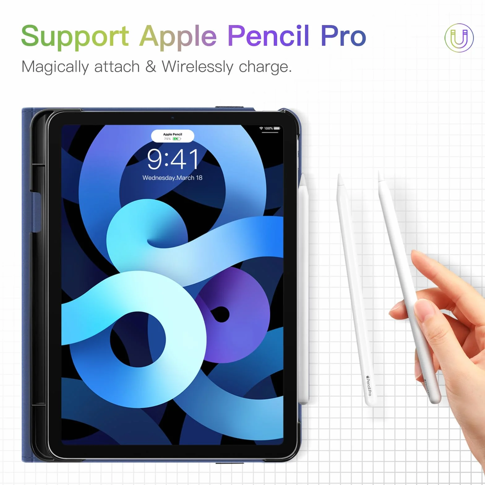 Fintie Etui ochronne iPad Air 11 cali M2 (2024) / 5. generacji (2022) / 4. generacji 10,9 cala Folio Stand Case Cover hibiskus