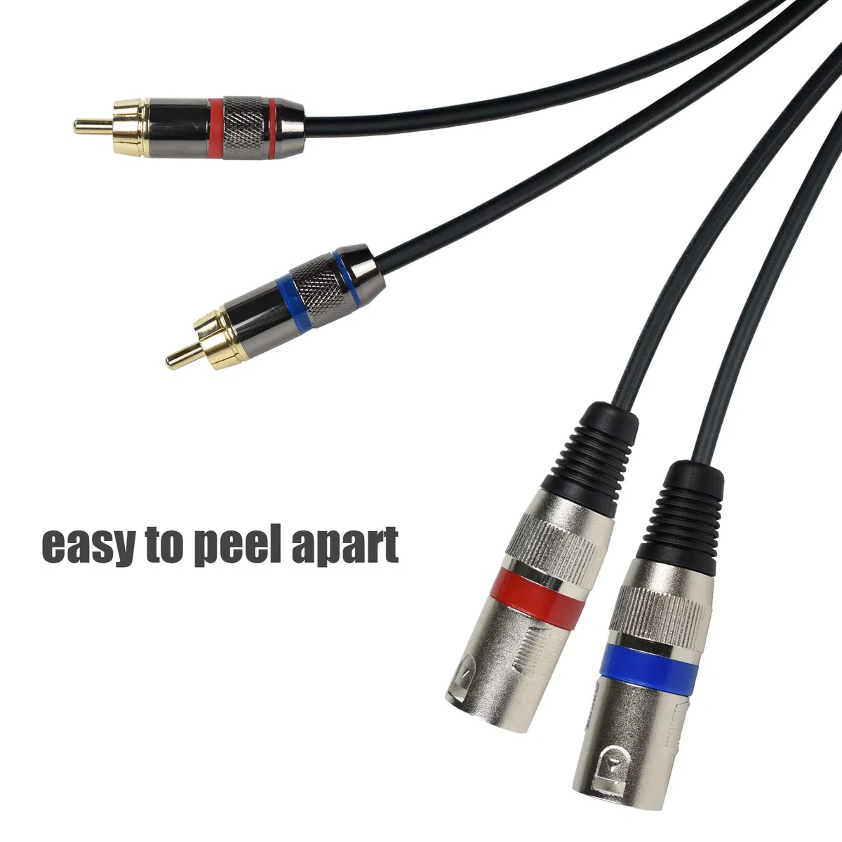 Podwójny adapter kabla RCA męski na podwójny XLR, niezbalansowany kabel wtykowy L/R RCA na XLR, kabel Phono z lewej i prawej strony, do miksera, monitora studyjnego, głośnika subwoofera
