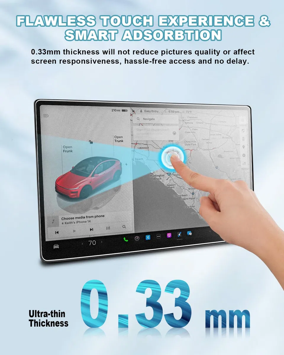 CDEFG Kompatybilny z nowym Tesla Model Y Juniper 2025 2026 Ochrona ekranu nawigacji 16 cali i 8" tylny wyświetlacz GPS Matt Tempered Glass Folia ochronna Juniper 2025 akcesoria (instalacja samochodowa