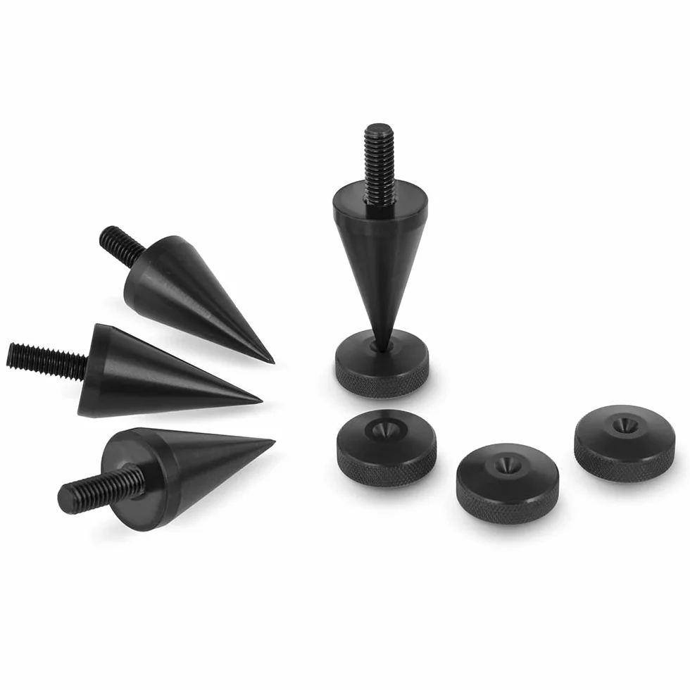 Kolce Głośnikowe Duże M8 x 15mm L-37mm Aluminium Czarne 4 sztuki