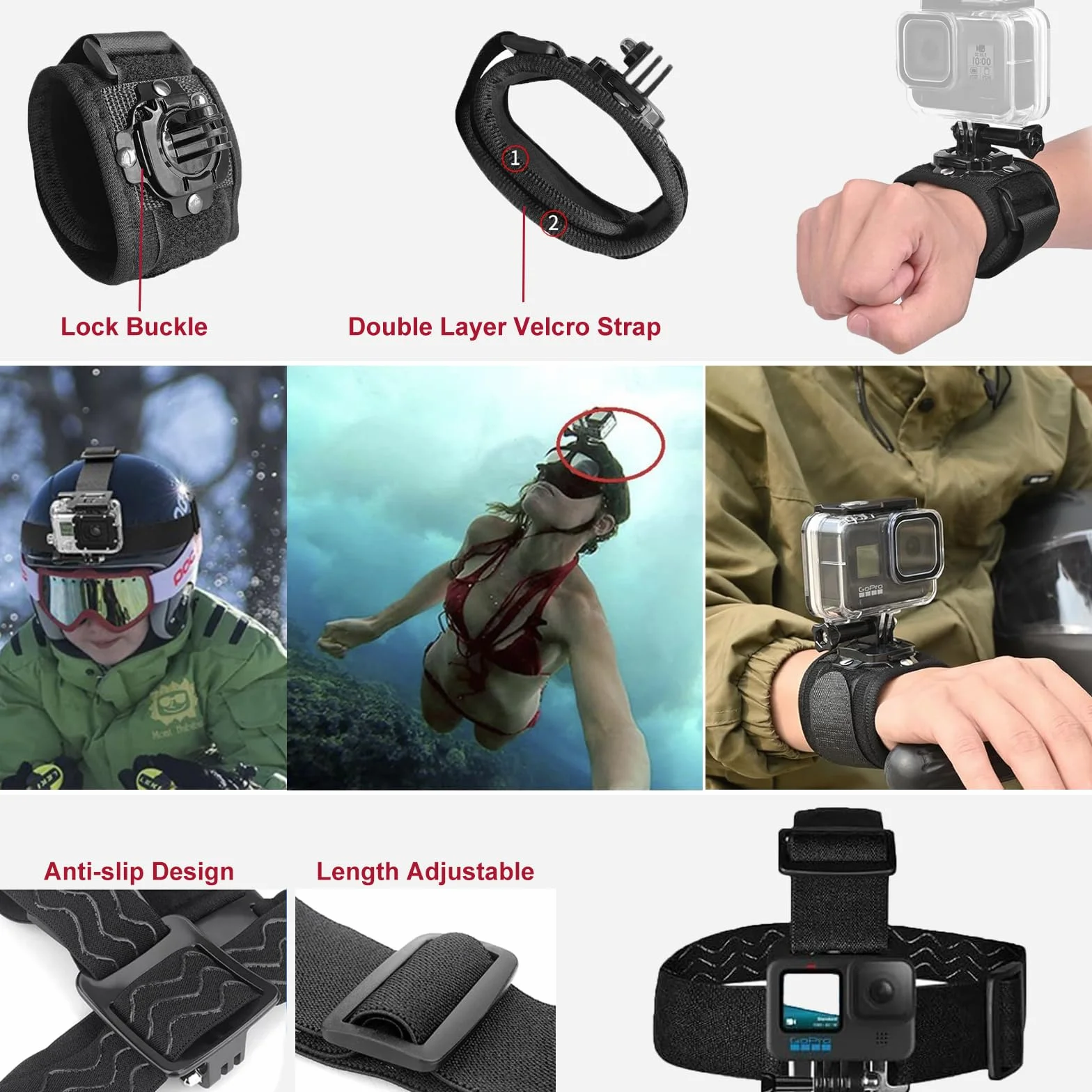 Zestaw obudowa nurkowa do GoPro Hero 9-13 z uchwytem pływającym i filtrem czerwonym