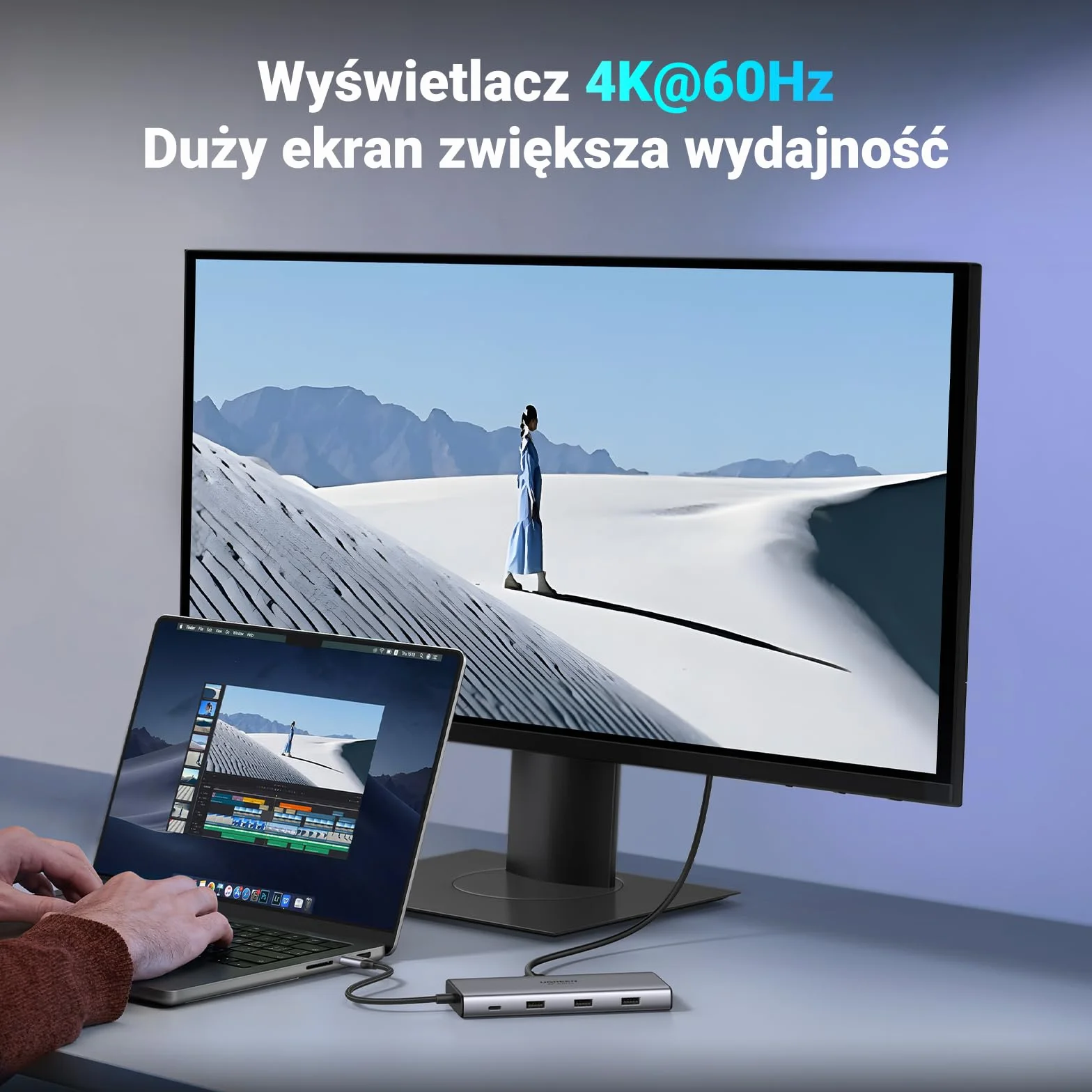 UGREEN Revodok Stacja Dokująca USB C z Połączeniem Danych 10 Gb/s 3.2, 4K 60 Hz HDMI, PD100W, Ethernet, Czytnik Kart SD/TF, Koncentrator USB A 3.0 Kompatybilna z MacBook, iPad, Surface