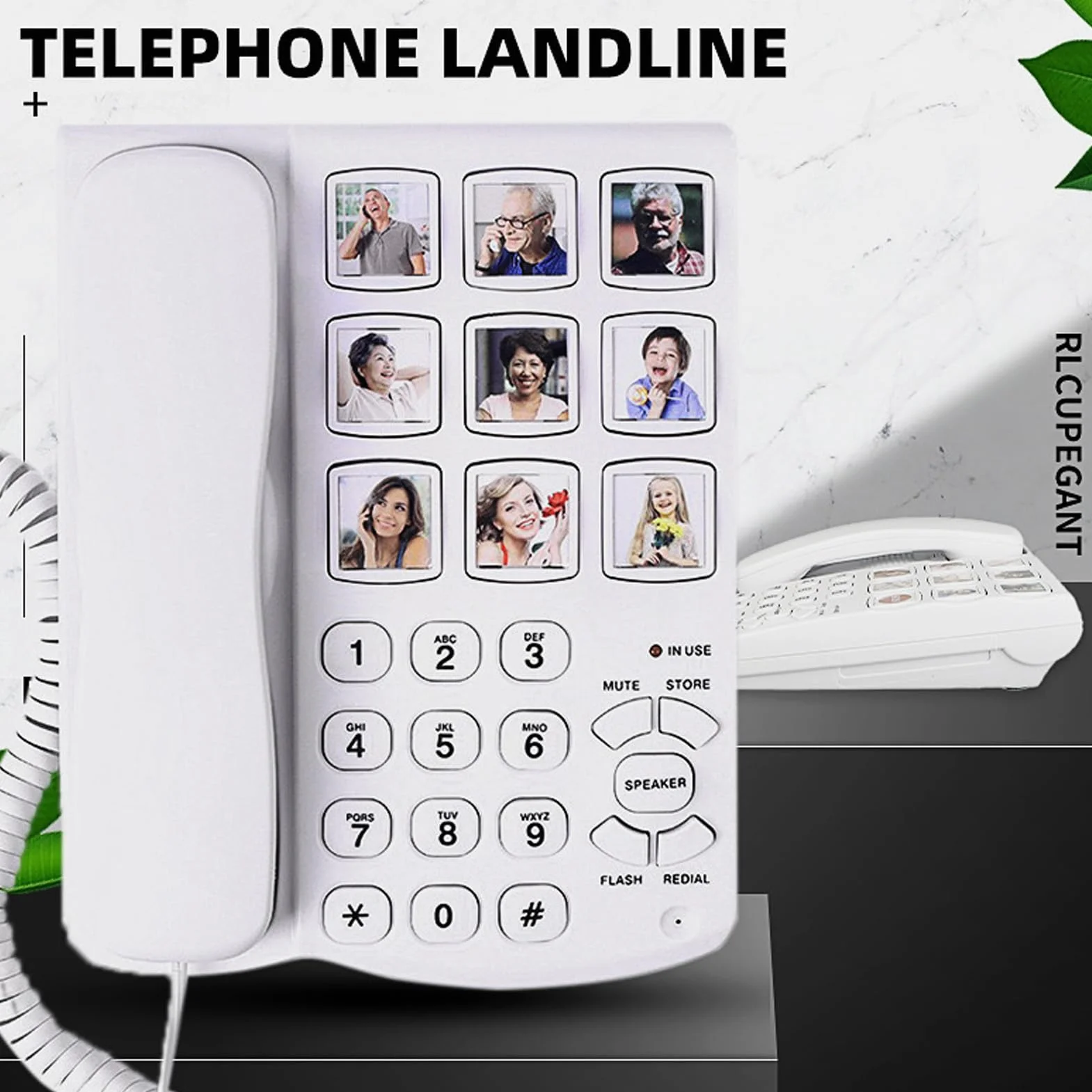 Telefon Stacjonarny z Dużymi Przyciskami i Pamięcią Wybierania, Zestaw Głośnomówiący, Regulowana Głośność, dla Seniorów