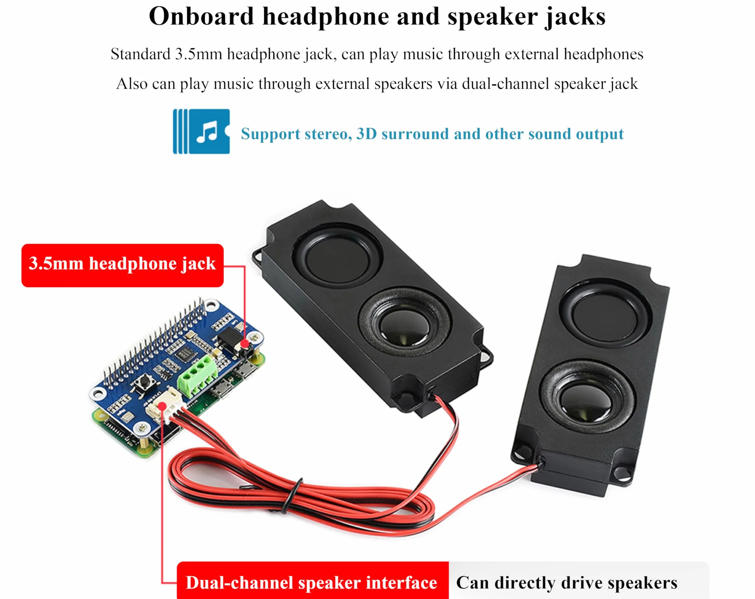 WM8960 Audio HAT kompatybilny z Raspberry Pi 5/4B/3B+/3B, Hi-Fi karta dźwiękowa stereo CODEC
