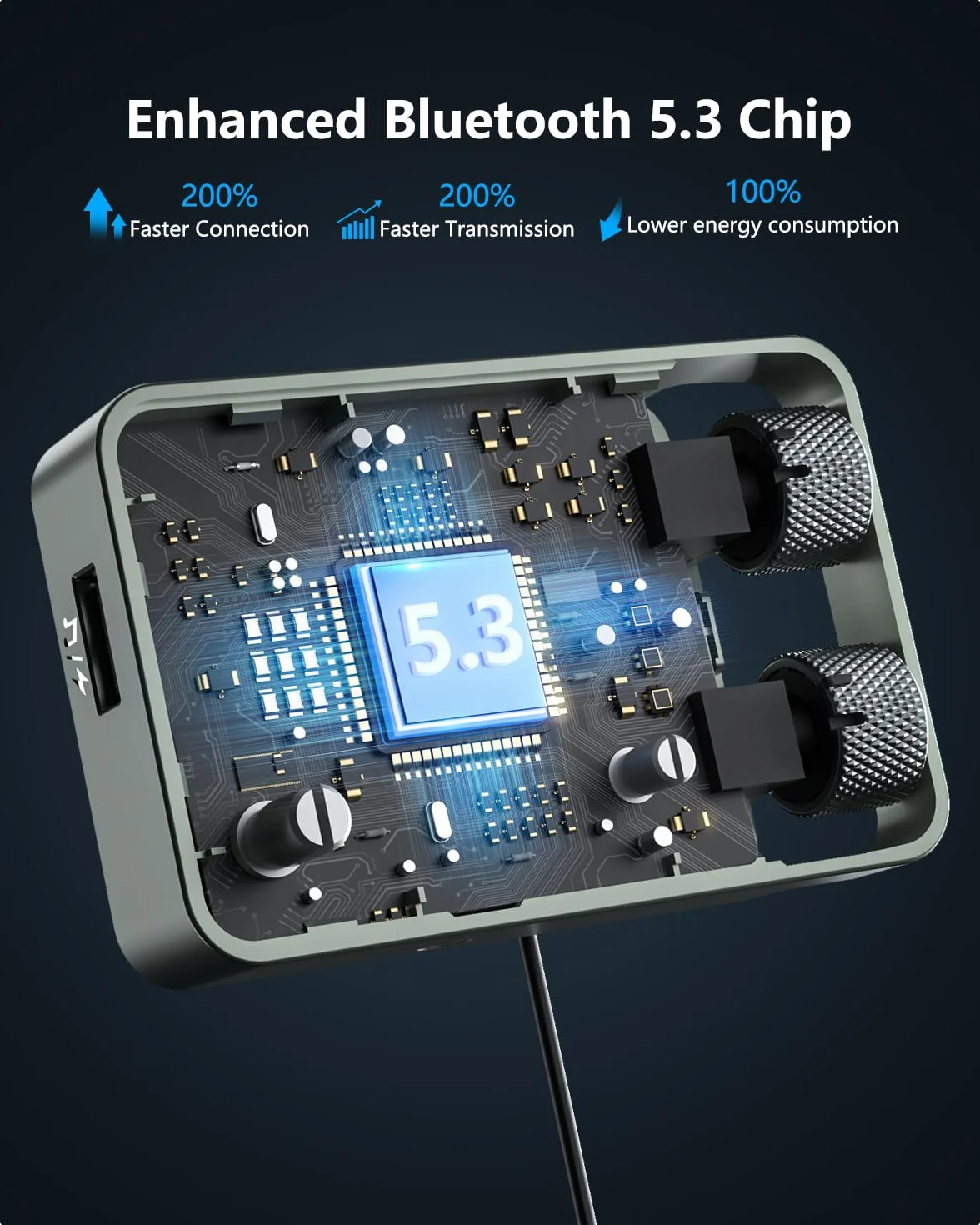 LENCENT 5.3 Samochodu Nadajnik FM Bluetooth, Adapter Bluetooth z Typ C PD 20W + 18W QC3.0, Podwójny Mikrofon, USB, AUX