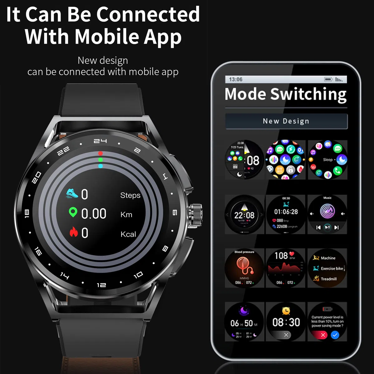 Smartwatch męski z funkcją telefonu, 2022 1,32" HD, ekran dotykowy, zegarek na rękę, smartwatch z Bluetooth, IP67, tracker fitness, SpO2, pulsometr, monitor snu, system Android iOS (czarny)