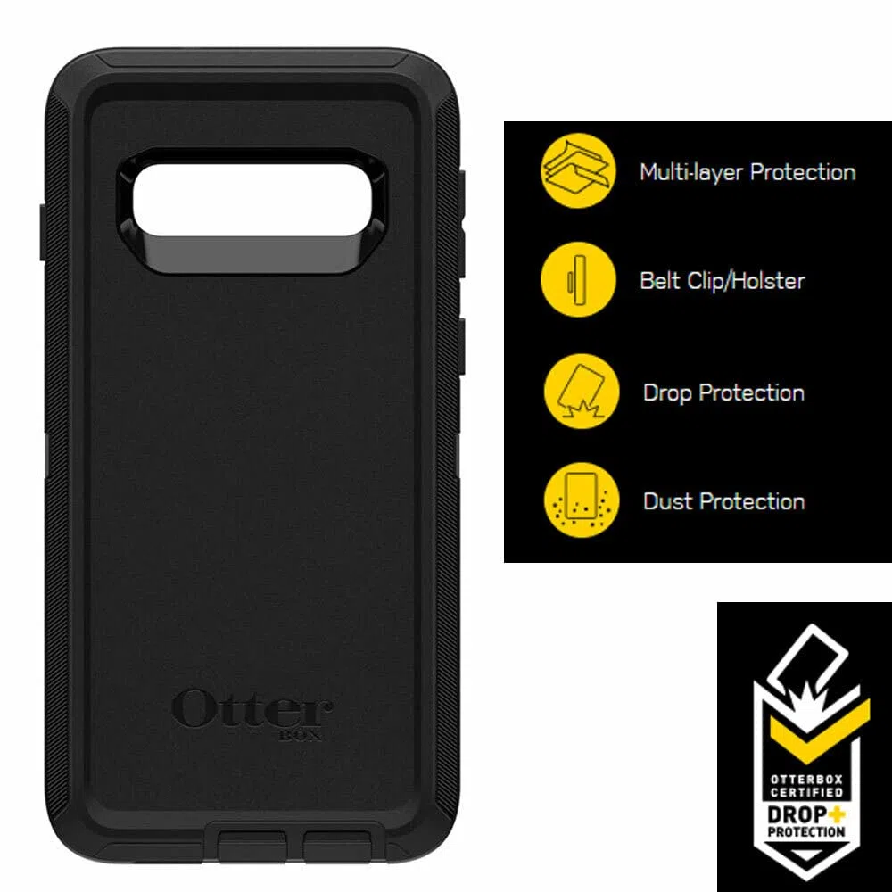 OtterBox Defender Etui do Galaxy S10, Odporne Na Wstrząsy i Upadki, 4 Razy Przetestowane Zgodnie ze Standardami Wojskowymi, Czarne