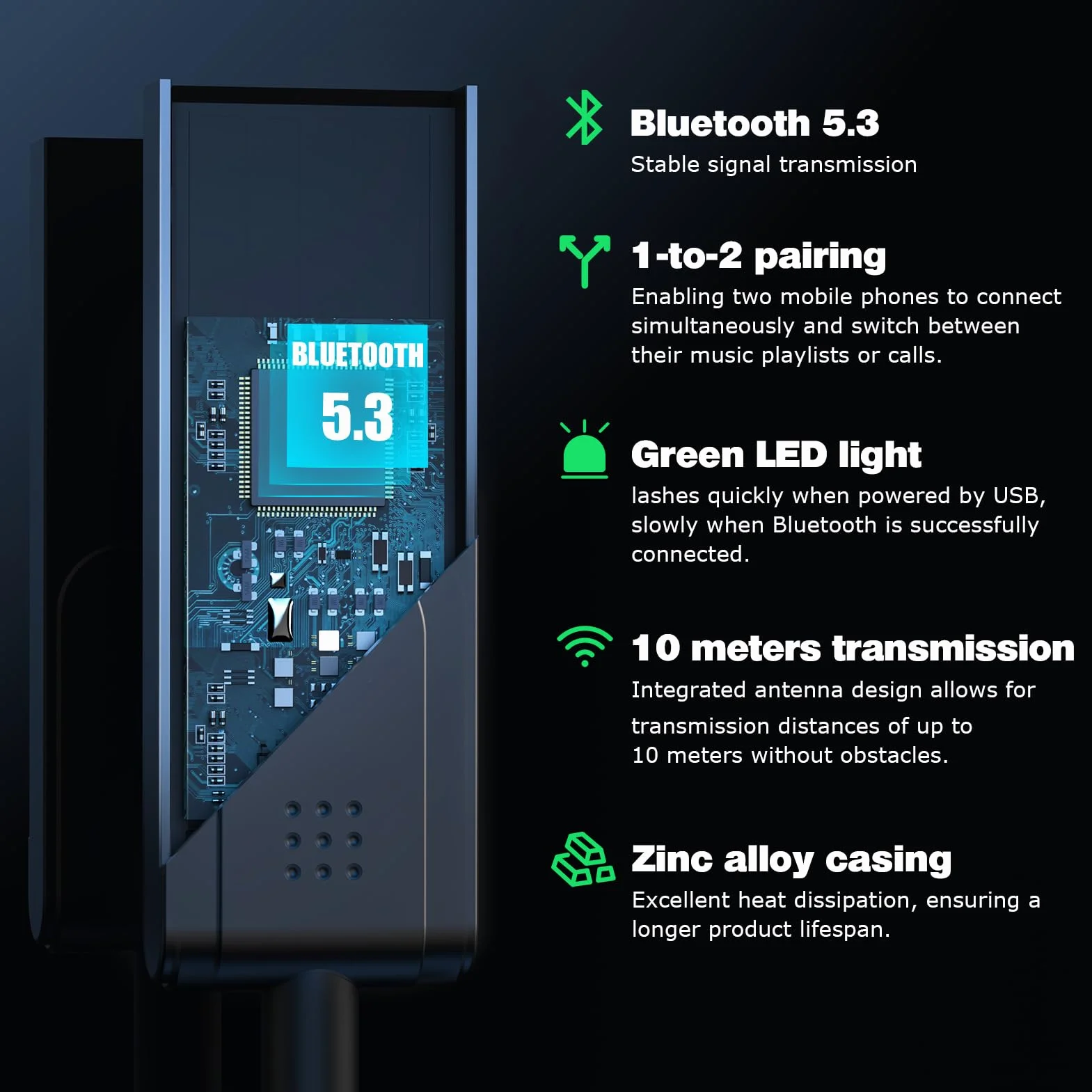 Adapter Bluetooth 5.3 USB do 3,5 mm żeński odbiornik do samochodu słuchawek głośników