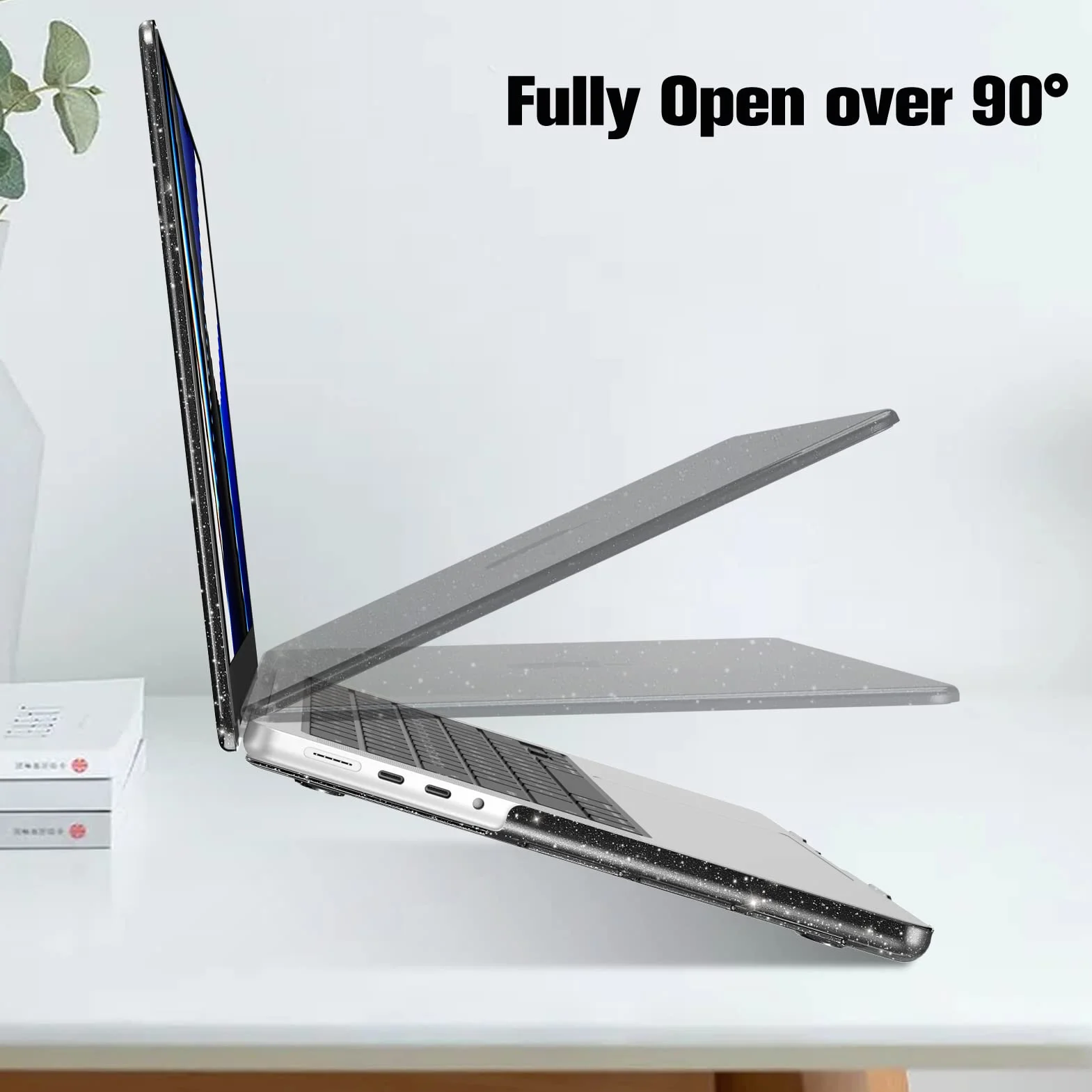Fintie Etui ochronne do MacBook Pro 14" 2023-2021 A2992 A2918 A2779 A2442 M3 M2 M1 Pro/Max, ultracienkie, czarne błyszczące