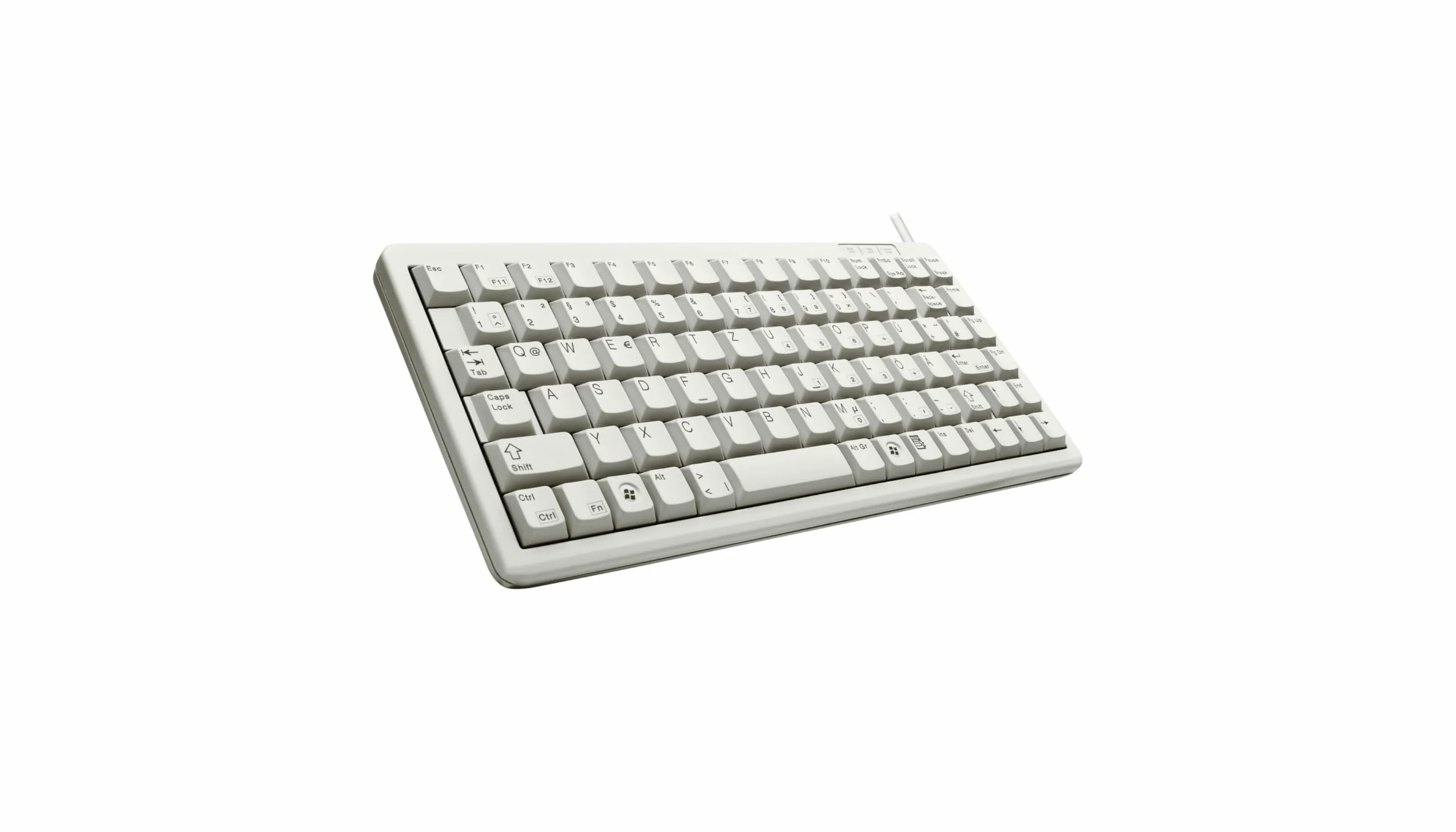 CHERRY Compact Keyboard G84-4100, układ międzynarodowy, klawiatura QWERTY, klawiatura przewodowa, kompaktowa konstrukcja, mechanika ML, jasnoszary