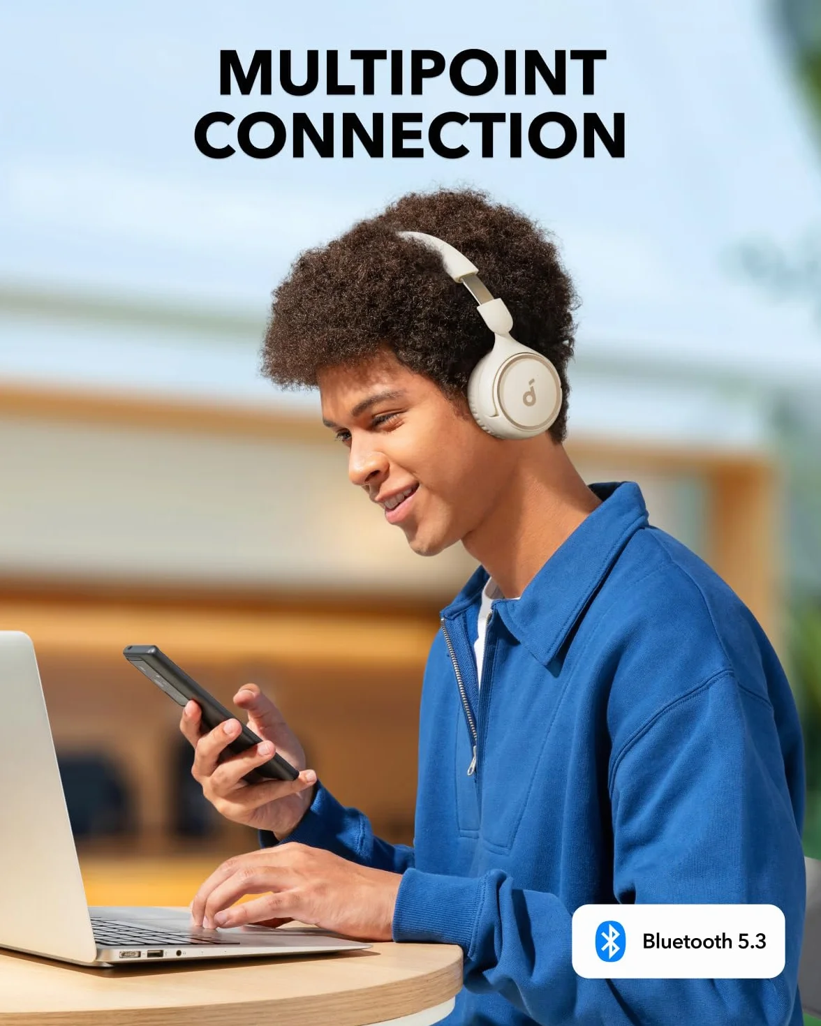 soundcore H30i(odnowiona) Bezprzewodowe słuchawki nauszne z możliwością złożenia z czystym basem, czas odtwarzania 70 h, Bluetooth 5.3, lekkie i wygodne, łączność z aplikacją, połączenie wielopunktowe
