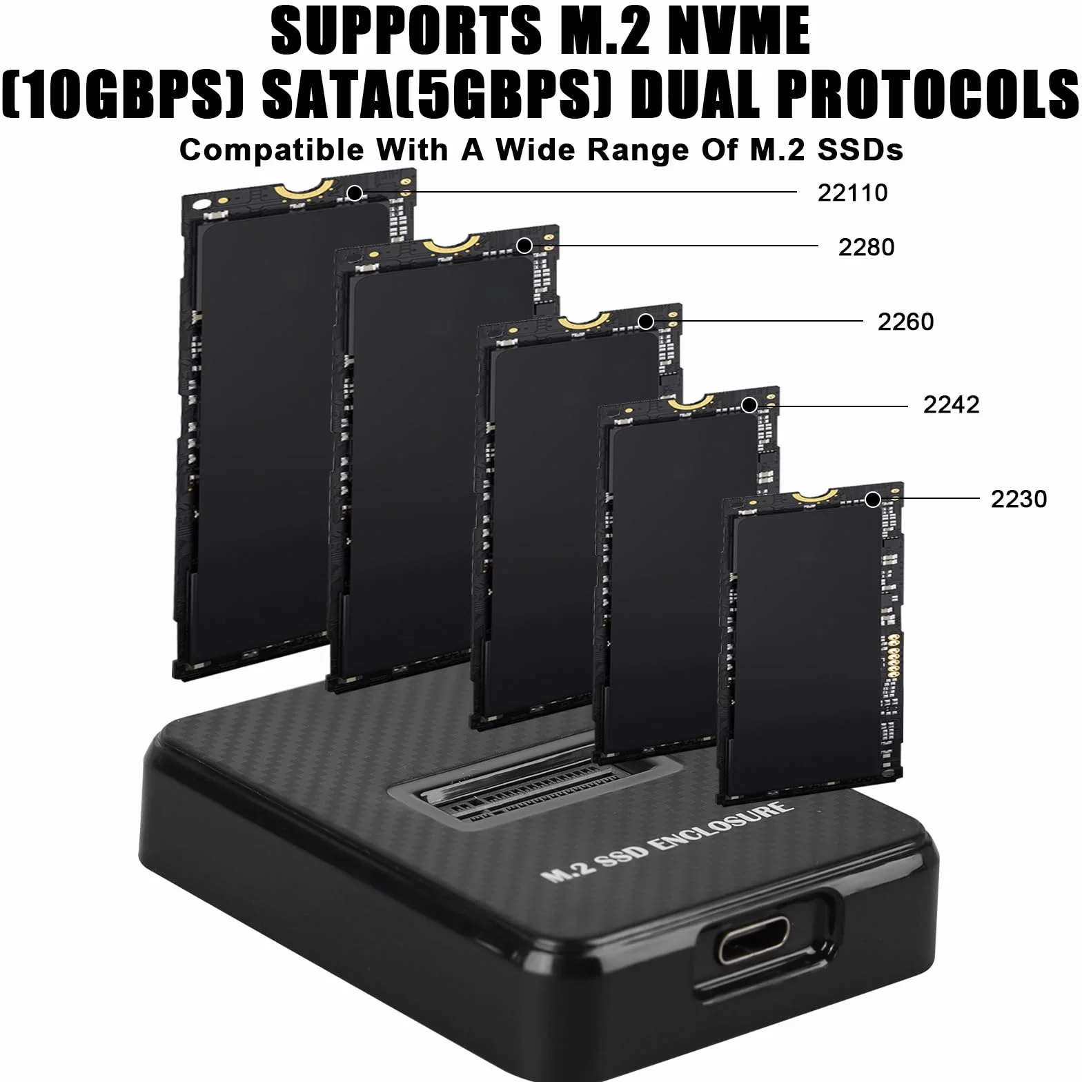 M.2 NVMe i SATA stacja dokująca, 10 Gb/s USB 3.2 Gen2 adapter do M-Key/B+M Dual Key zewnętrzny protokół NVMe i NGFF SSD 2230/2242/2260/2280 SSD