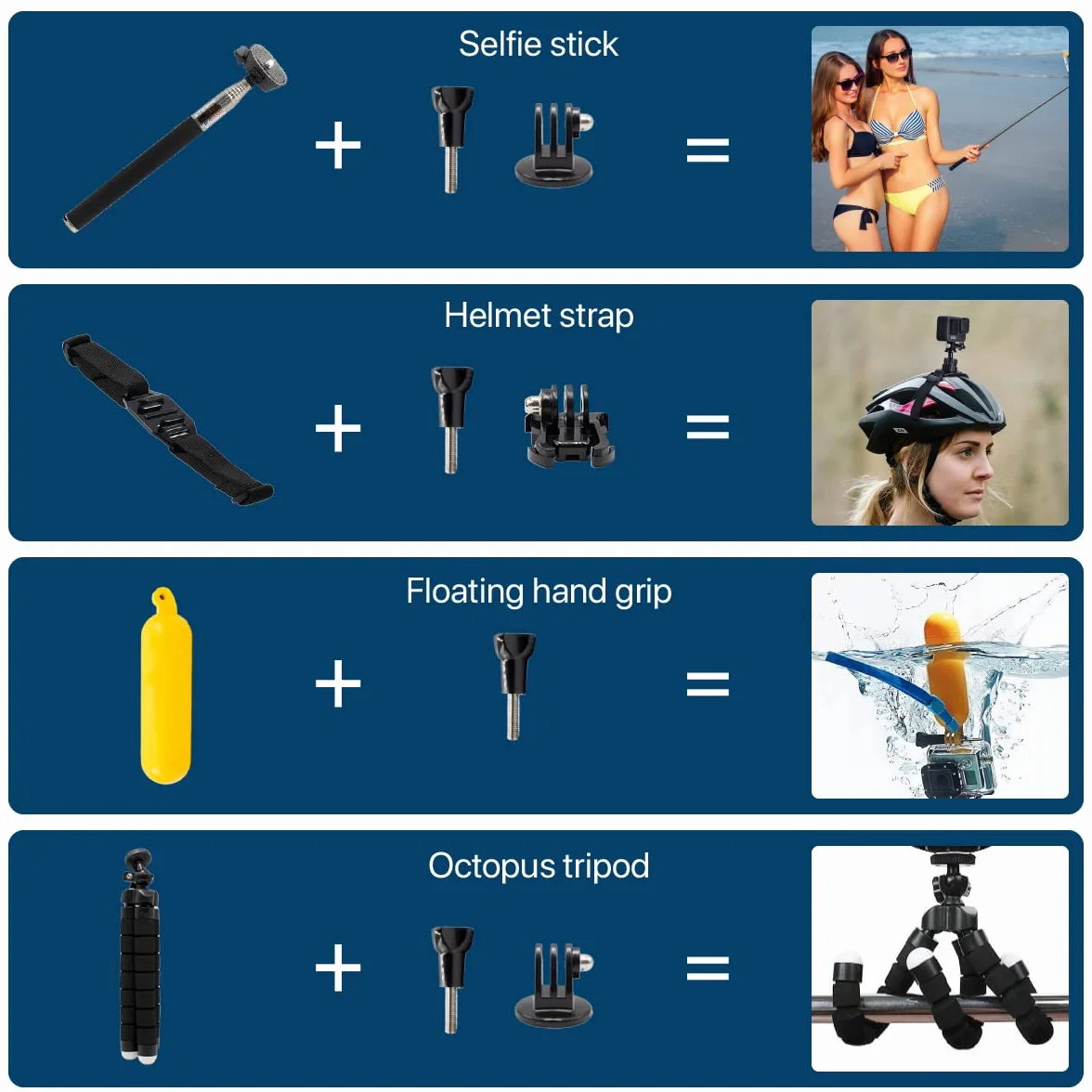 MMOBIEL Zestaw akcesoriów do kamery sportowej 50 w 1 kompatybilny z GoPro Hero 11 10 9 8 7 6 5 4 GoPro Max Fusion DJI Osmo Action AKASO Insta 360
