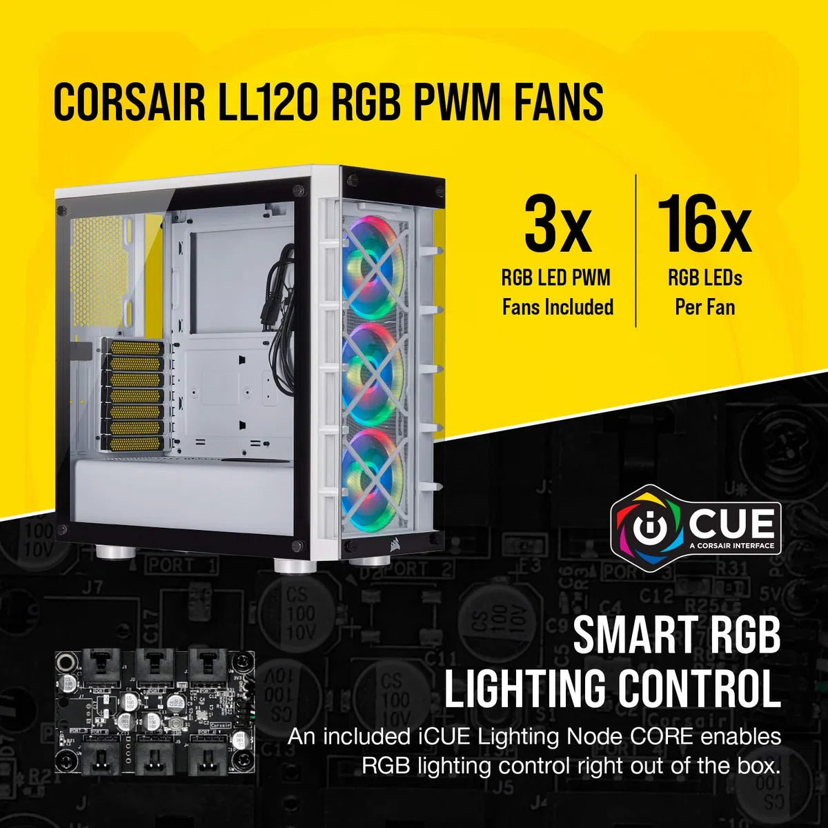 Corsair iCUE CC-9011189-WW, Mid-Tower ATX Inteligentna Obudowa z Bokiem i Przodem z Hartowanego Szkła, Biały