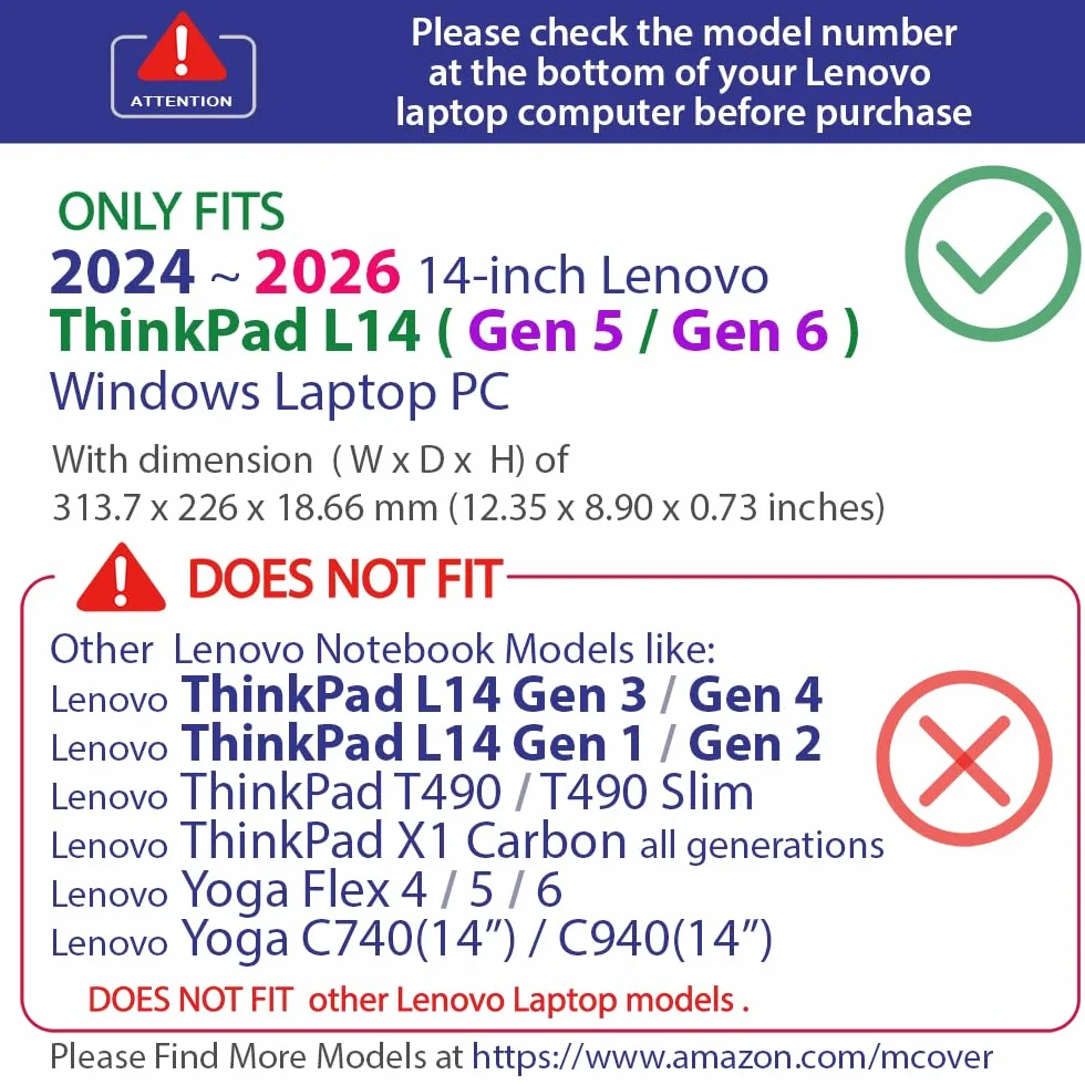 mCover Etui kompatybilne TYLKO do notebooków z systemem Windows 2024-2025 35.6 cm Lenovo ThinkPad L14 Gen 5 (NIE pasuje do innych modeli Lenovo), przezroczyste