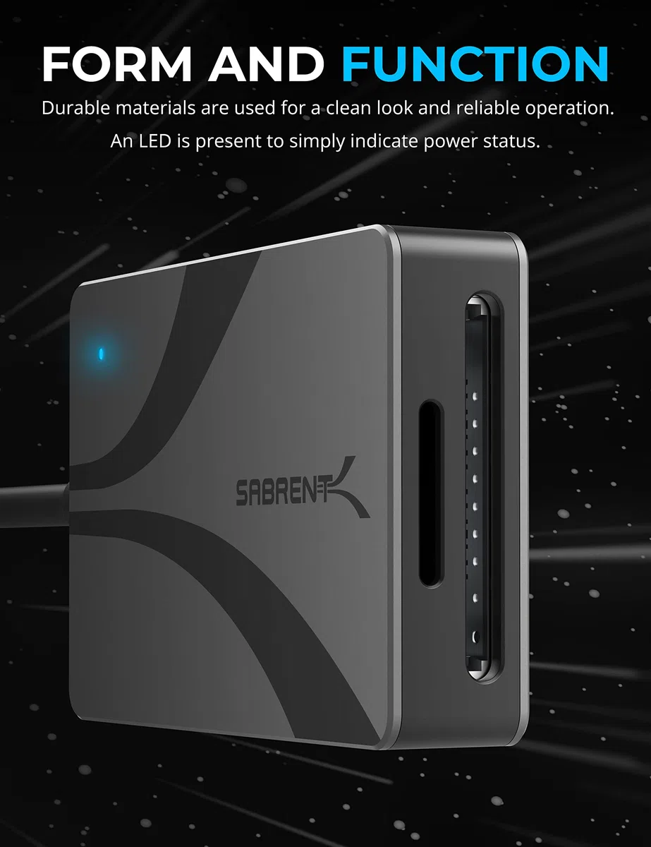 SABRENT Czytnik kart pamięci, czytnik kart USB typu C, podwójne gniazdo UHS II SDXC i microSDXC SD 4.0 5 Gb/s, aluminiowa obudowa, ultracienka, Plug and Play (CR-CSDM)