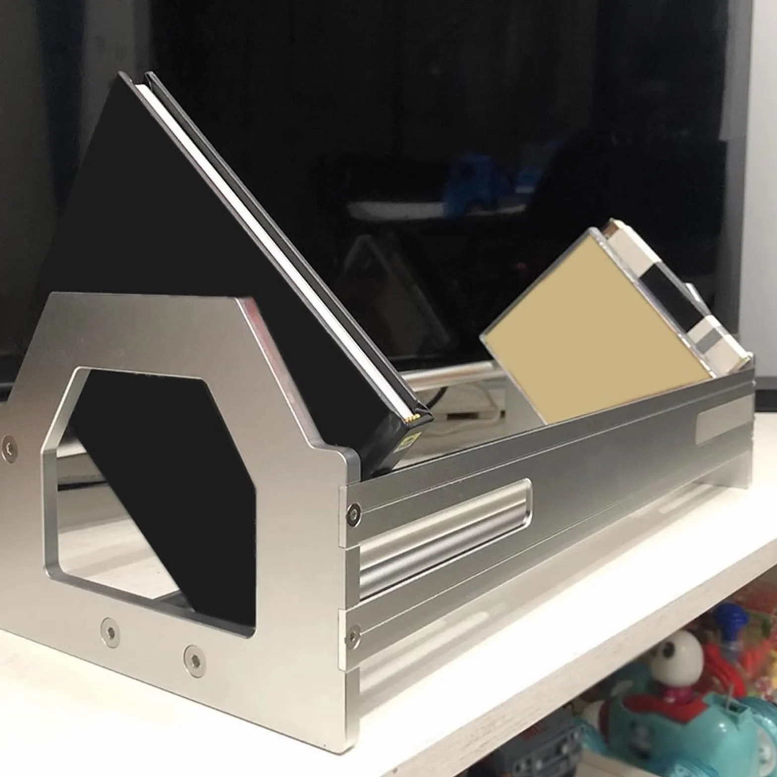 Stojak na płyty Otwarty metalowy uchwyt na albumy CD w stylu industrialnym Stojak płyty ze stopu aluminium biurko przechowywania