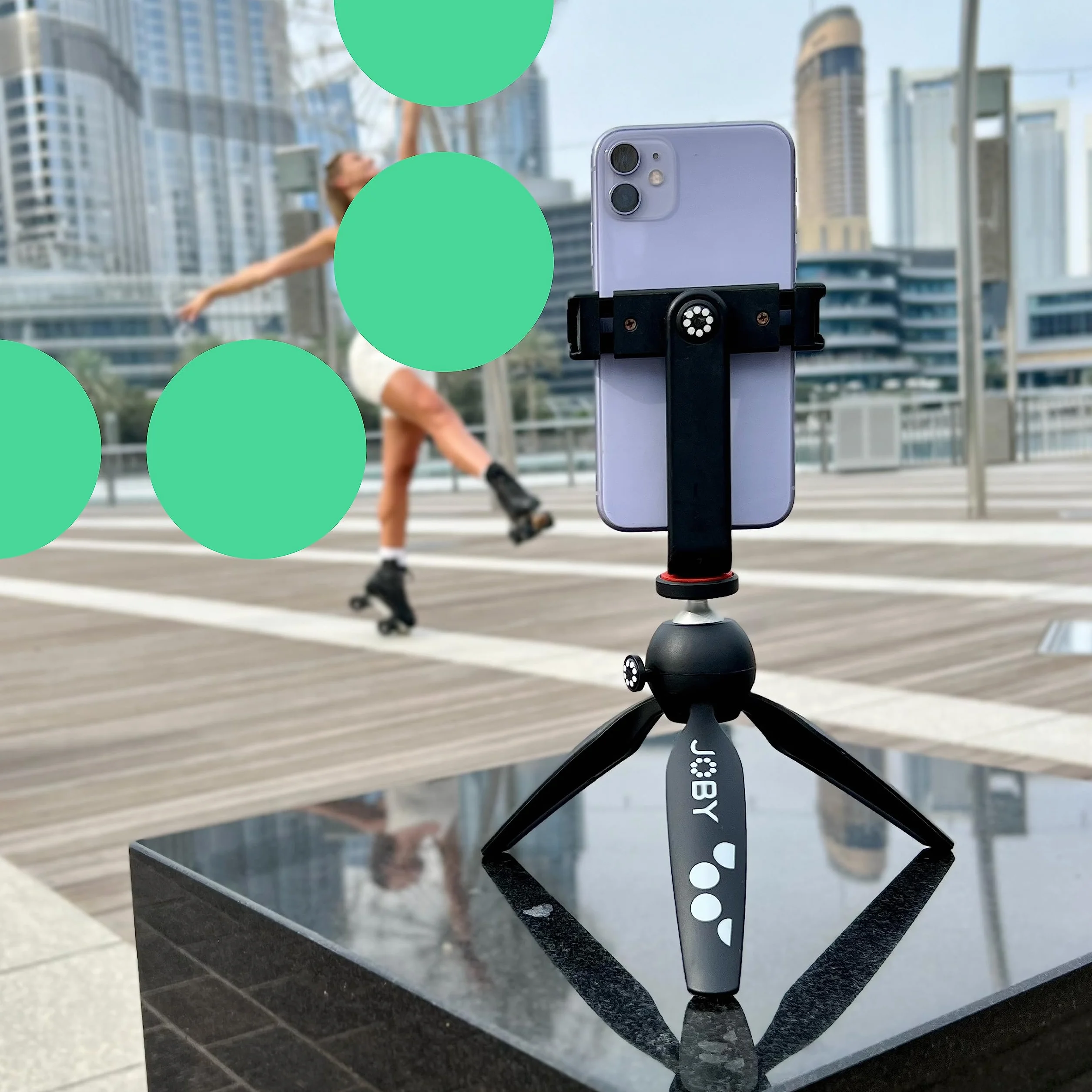 JOBY HandyPod 2 zestaw, statyw stołowy z uchwytem na telefon GripTight 360 i mocowaniem przegubowym, statyw do telefonów do smartfonów, kamery akcji i aparatów bezlusterkowych lub urządzeń do 1,0 kg,