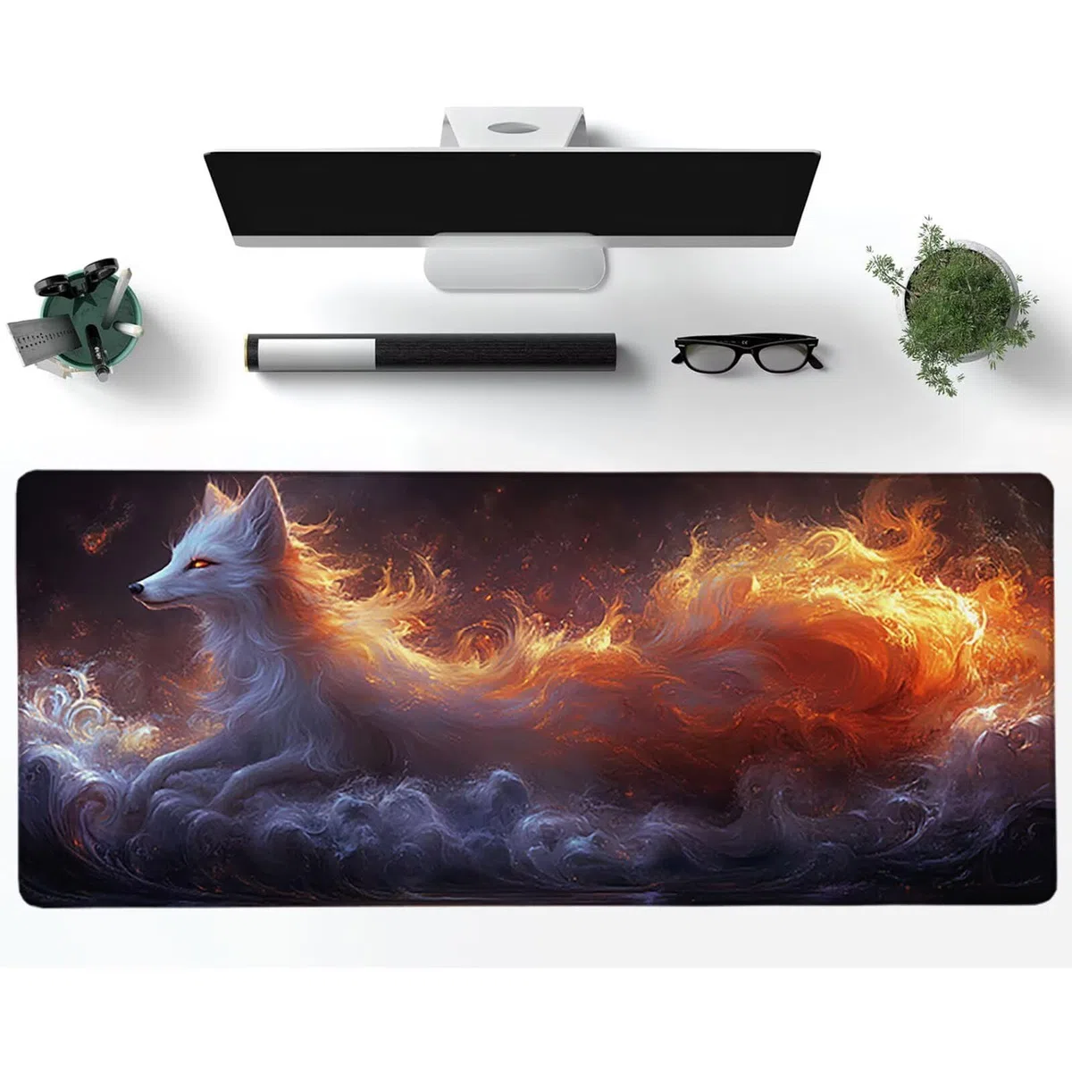 Podkładka pod mysz XXL Lis, podkładka pod mysz dla zwierząt dla graczy 1600 x 800 x 3 mm, podkładka pod biurko z gumową podstawą, akcesoria biurowe do gier, duża mysz z przeszytymi krawędziami, do