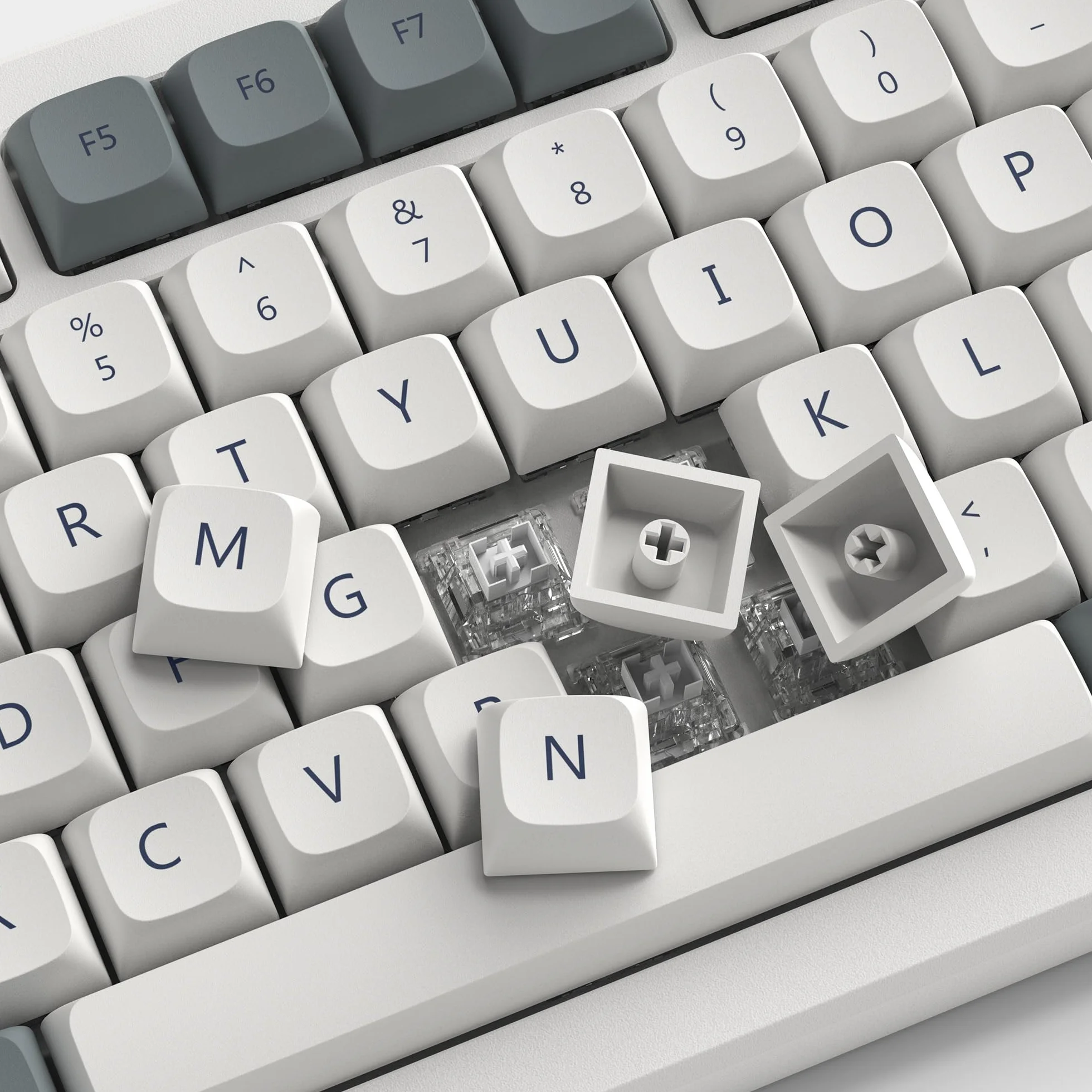 Klawisze retro szare PBT XDA Profile Keycaps 75% Dye-Sub Double Shot 139 klawiszy do klawiatury mechanicznej Gateron MX