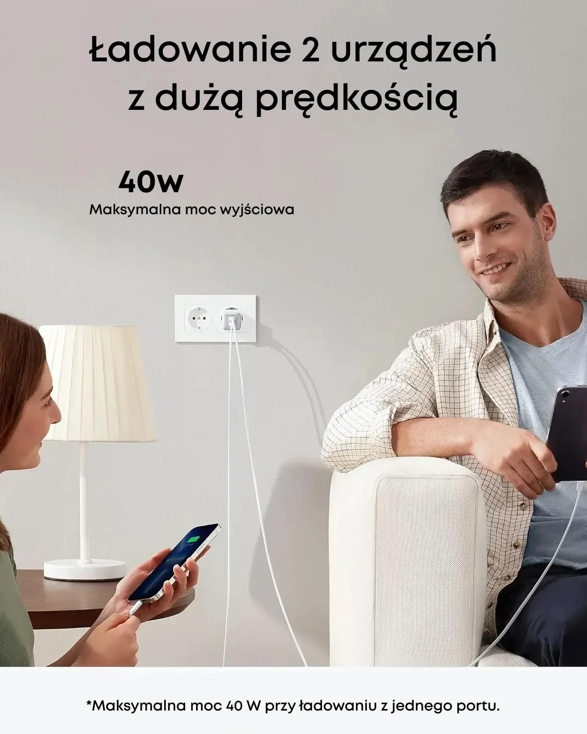 Anker Ładowarka 521, Anker Nano Pro, kompaktowa ładowarka 40 W, PIQ 3.0, podwójny port USB-C, kompatybilny z iPhone 15/14/13/12, iPad Mini, MacBook Air i innymi (Biały)