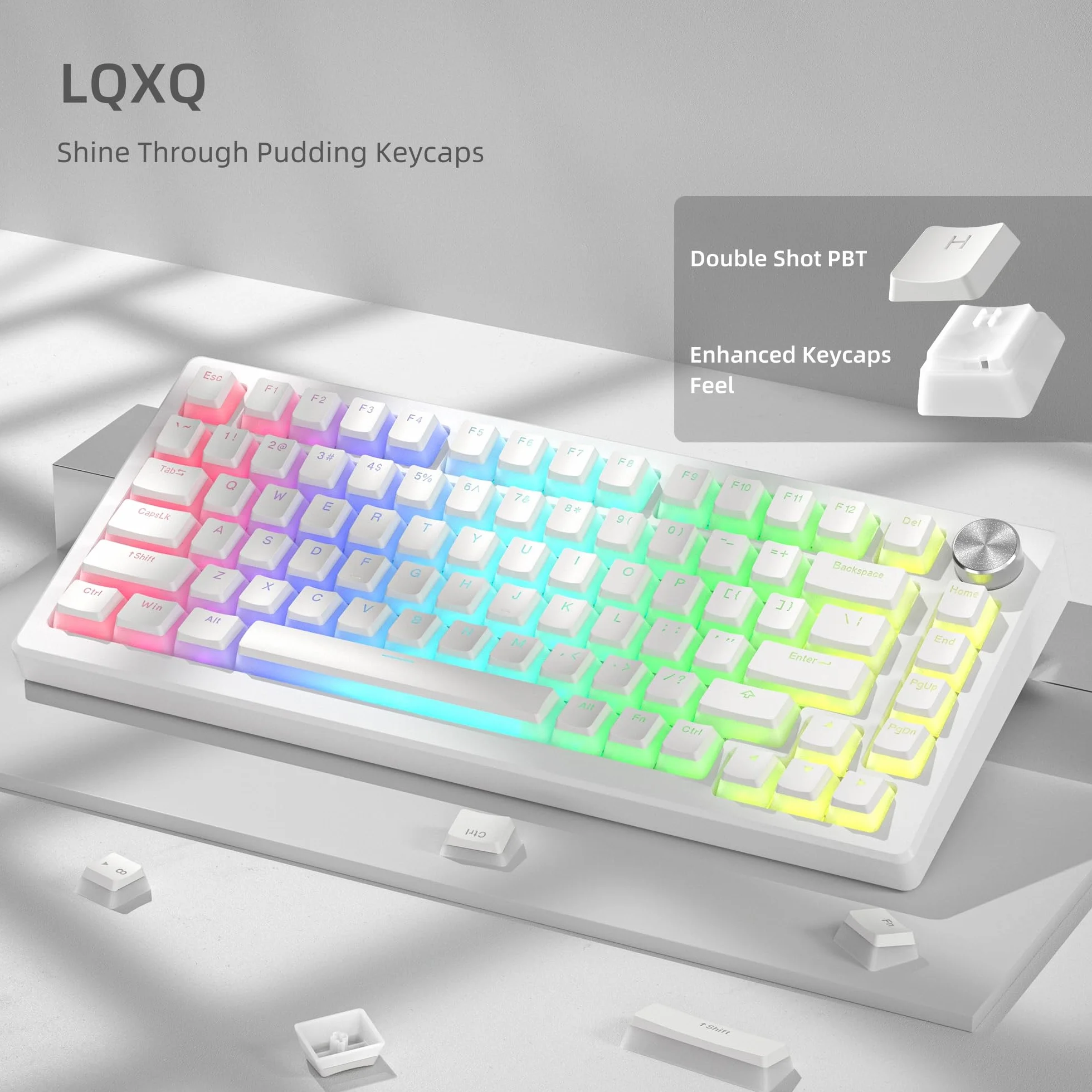 Pudding Keycaps PBT 100% 130 klawiszy Shine Through Custom Keyboard Keycaps Profil OEM dla klawiatur MX-stem Switches biały