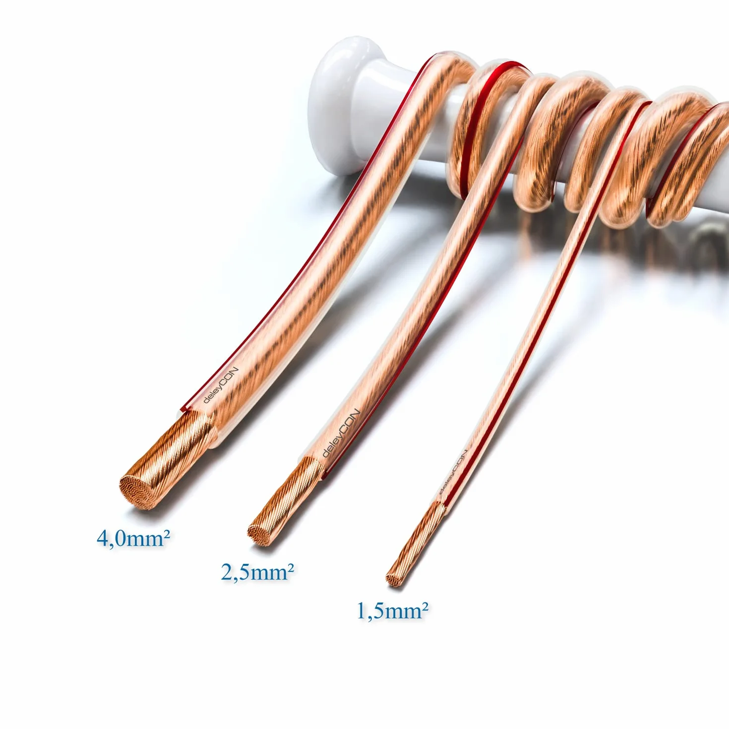 DeleyCON 10m Kabel Głośnikowy 2x 2,5 mm² - Czysta Miedź OFC - Do Sprzętu Audio, Głośników HiFi i Surround - Oznaczenie Biegunowości - Przezroczysty