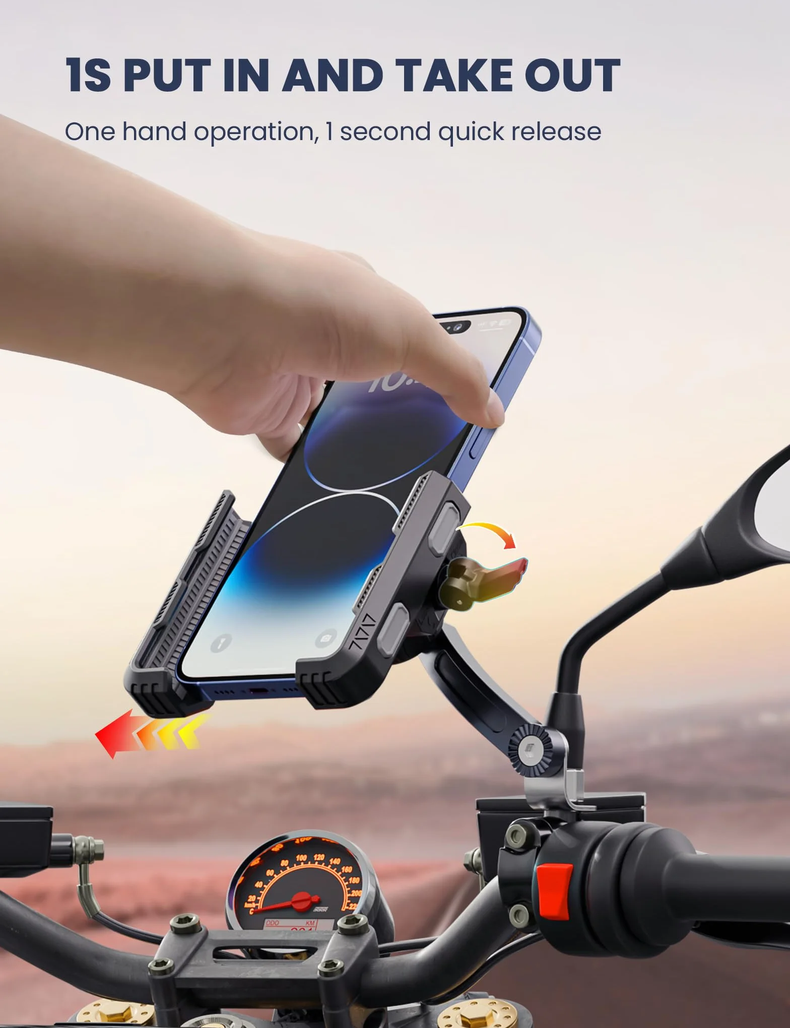 Grefay Uchwyt na telefon motocyklowy podwójne tłumienie wibracji obrot 360° do smartfona