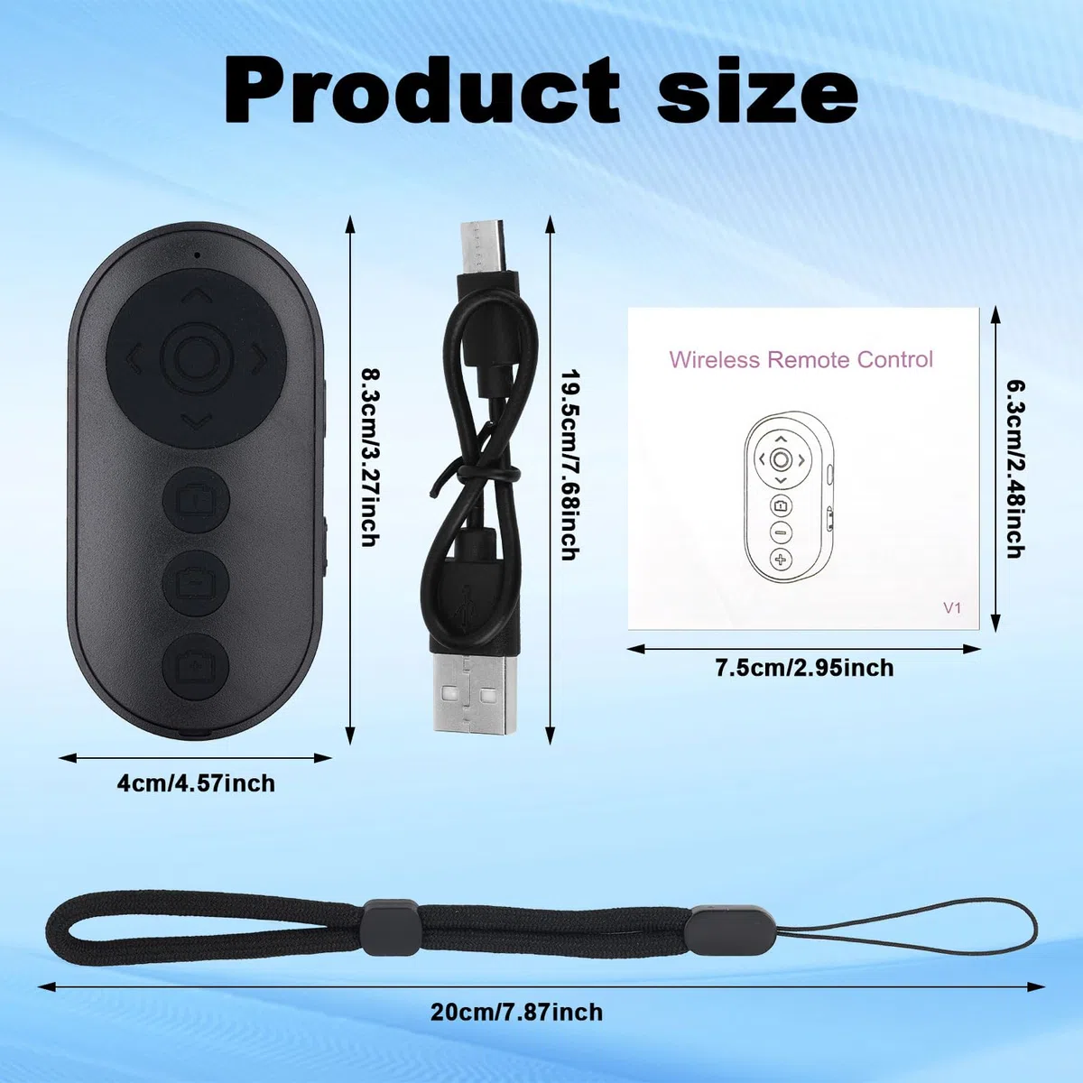 Zdalny Wyzwalacz Migawki Aparatu Bluetooth do iPhone'a Androida, Bezprzewodowy Wyzwalacz Migawki z Zoomem i Przełącznikiem Kamery Przedniej/Tylnej Zdalny Przycisk do Zdjęć i Filmów Vlogowania