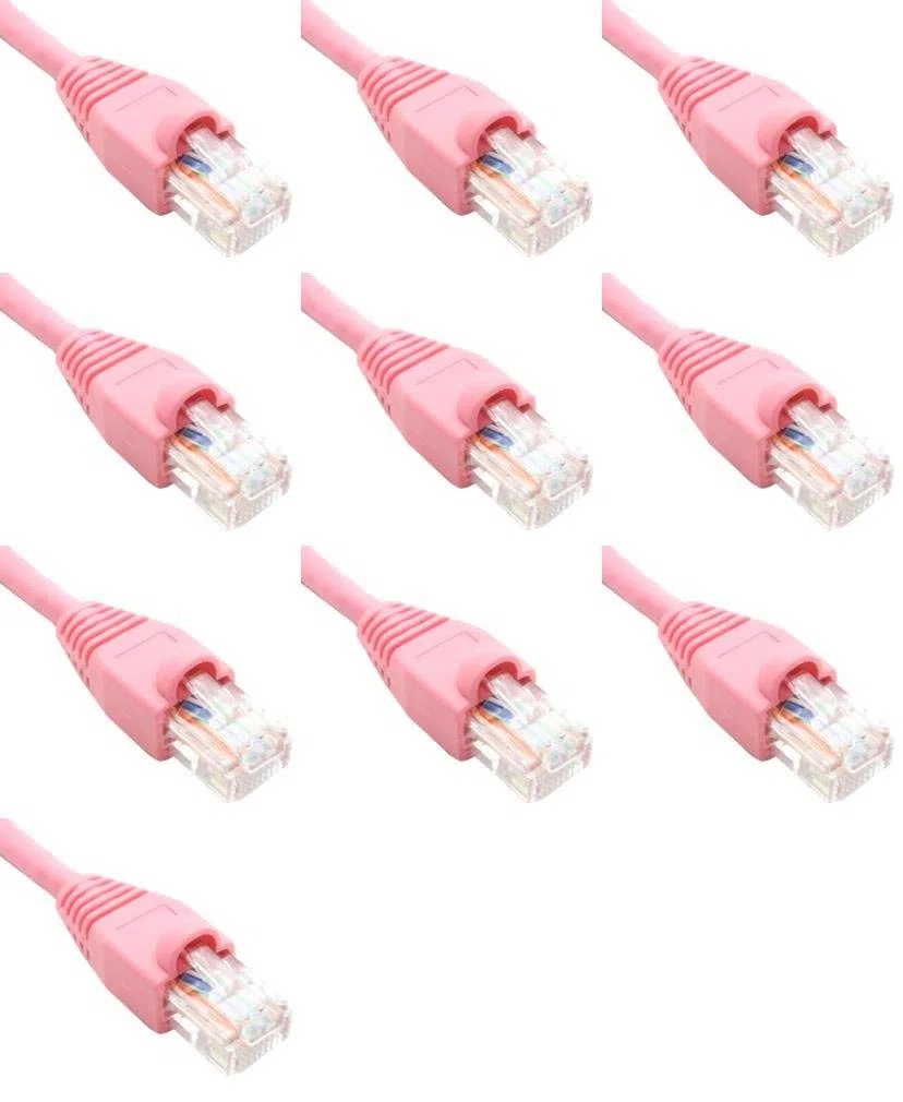 1 stopa Cat6 Ethernet kabel sieciowy krosowy różowy RJ45 m/m (10 szt.)