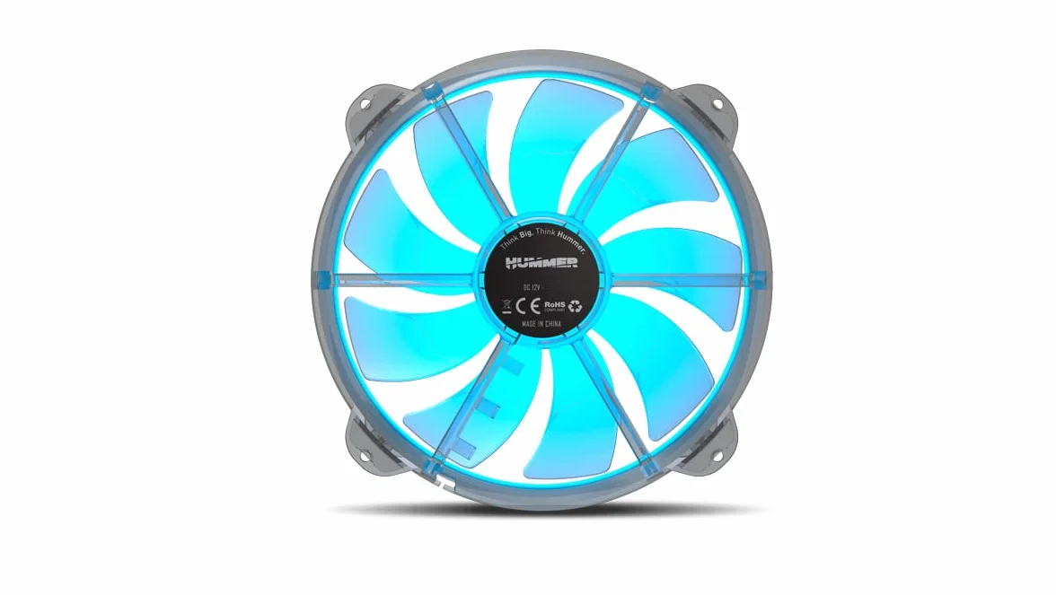NOX XTREME PRODUCTS Hummer X200 -NXHUMMERX200FAN- Wentylator do obudowy PC 200 mm, ARGB, 9 przezroczystych łopatek, super płaska, cicha konstrukcja, łożyska hydrauliczne, gumowe wsporniki narożne