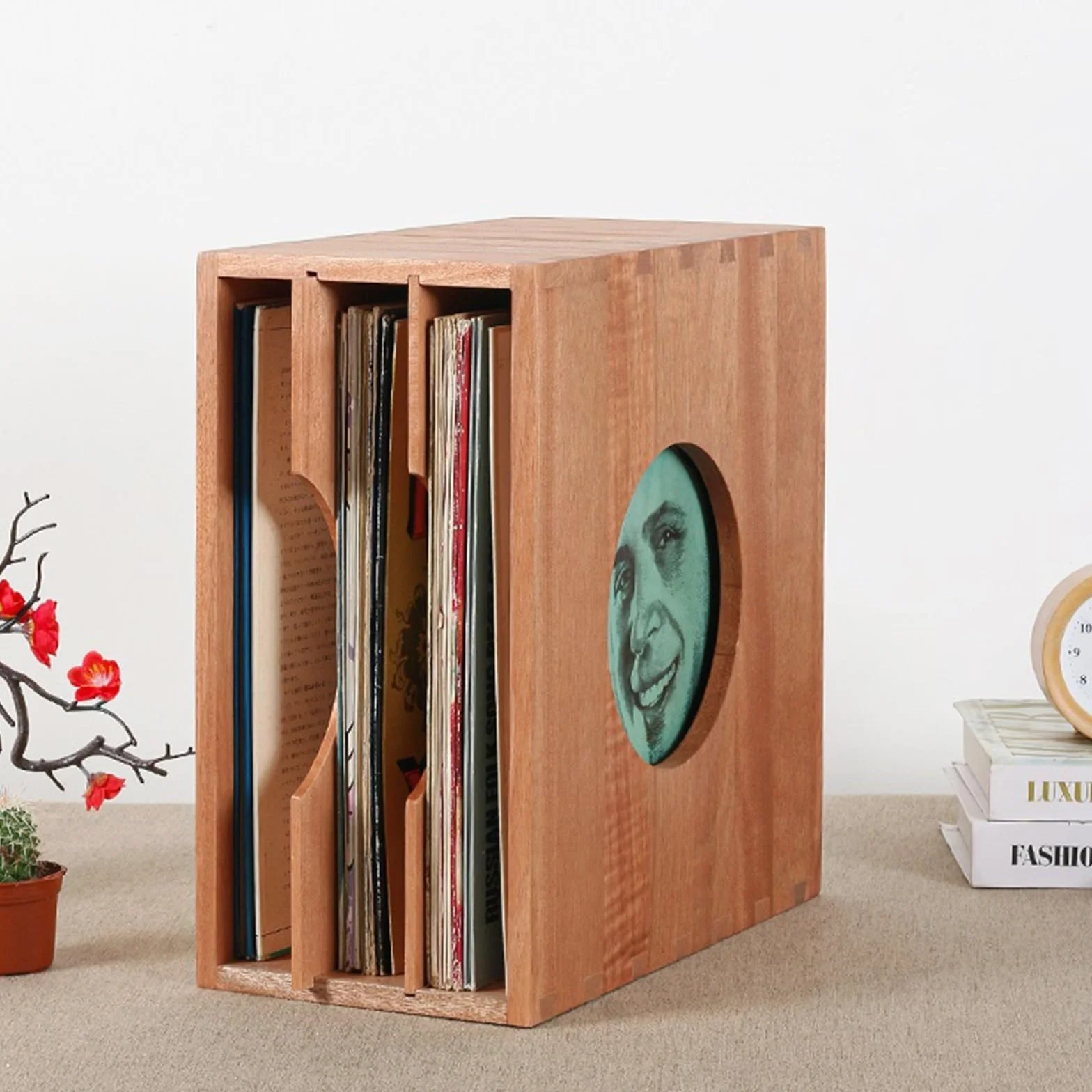 Drewniany stojak na płyty i winylowy stojak Sto – uchwyt na płyty CD i album do pokoju muzycznego pomieści ponad 40 płyt 30 cm, dla miłośników muzyki