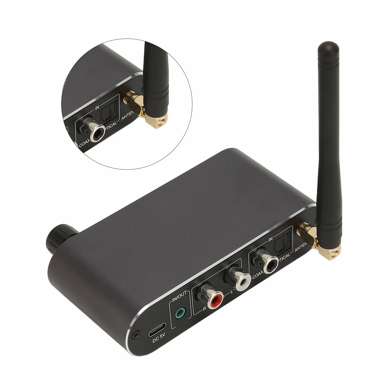 Nadajnik-odbiornik Bluetooth 5.1, Bezprzewodowy Adapter Audio Nadajnik-odbiornik, światłowodowy Koncentryczny Adapter Audio Hi-Fi do Telewizora, Komputera, Domowego Zestawu