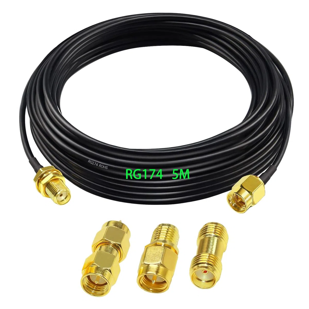 GTIWUNG Przedłużacz antenowy SMA 5 m 16,4 stopy, połączony z adapterem RF Coax SMA, 3 sztuki