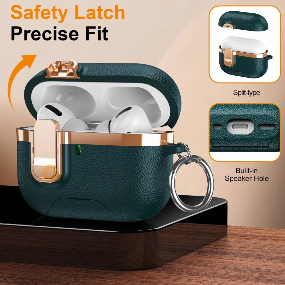 etui kompatybilne z AirPods Pro (1. generacji) (Kolor: fioletowy) stylowe, odporne na wstrząsy twarde etui ze skóry silikonowej